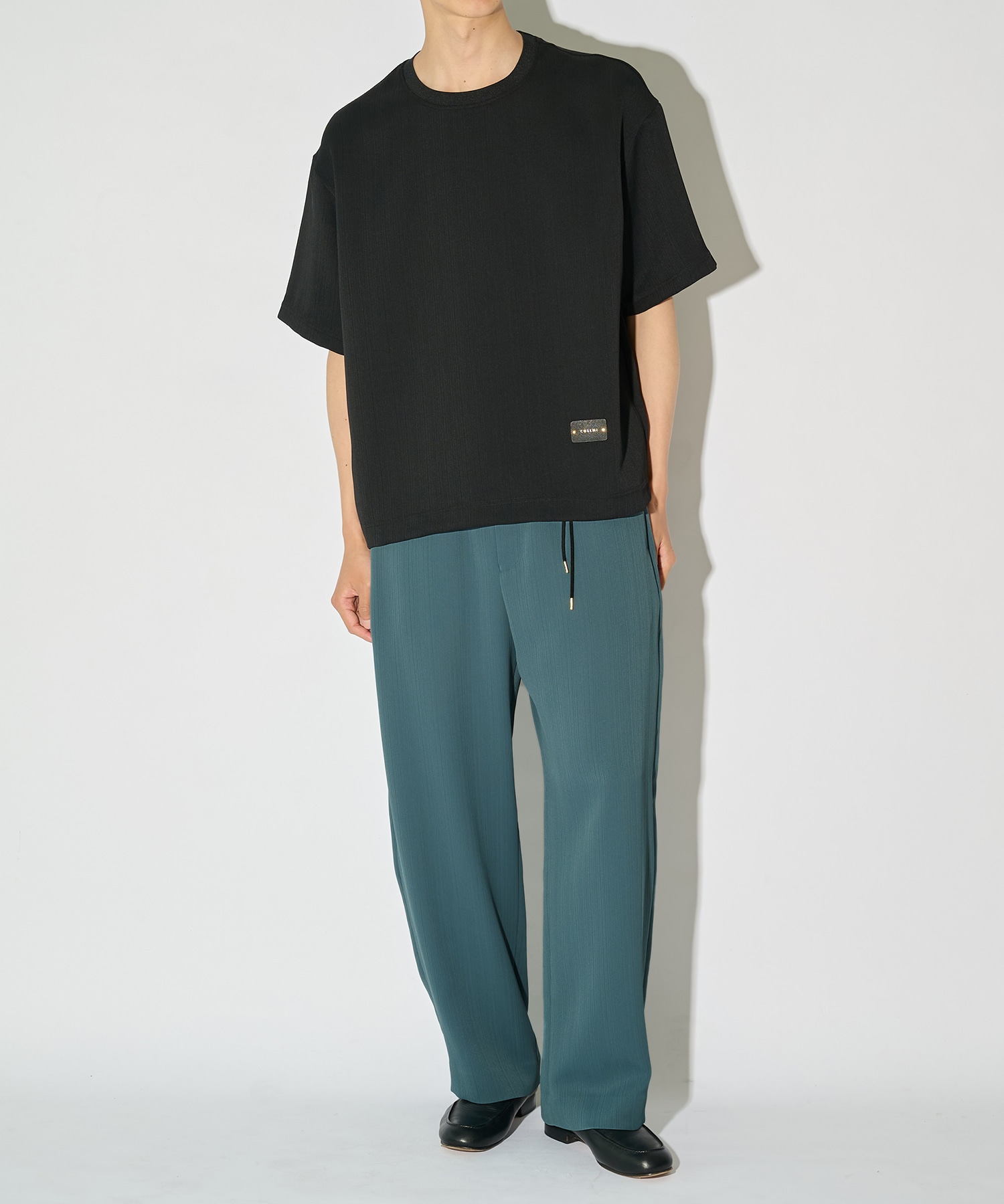 別注 Cord pique Leather Patch Short Sleeve Pullover CULLNI