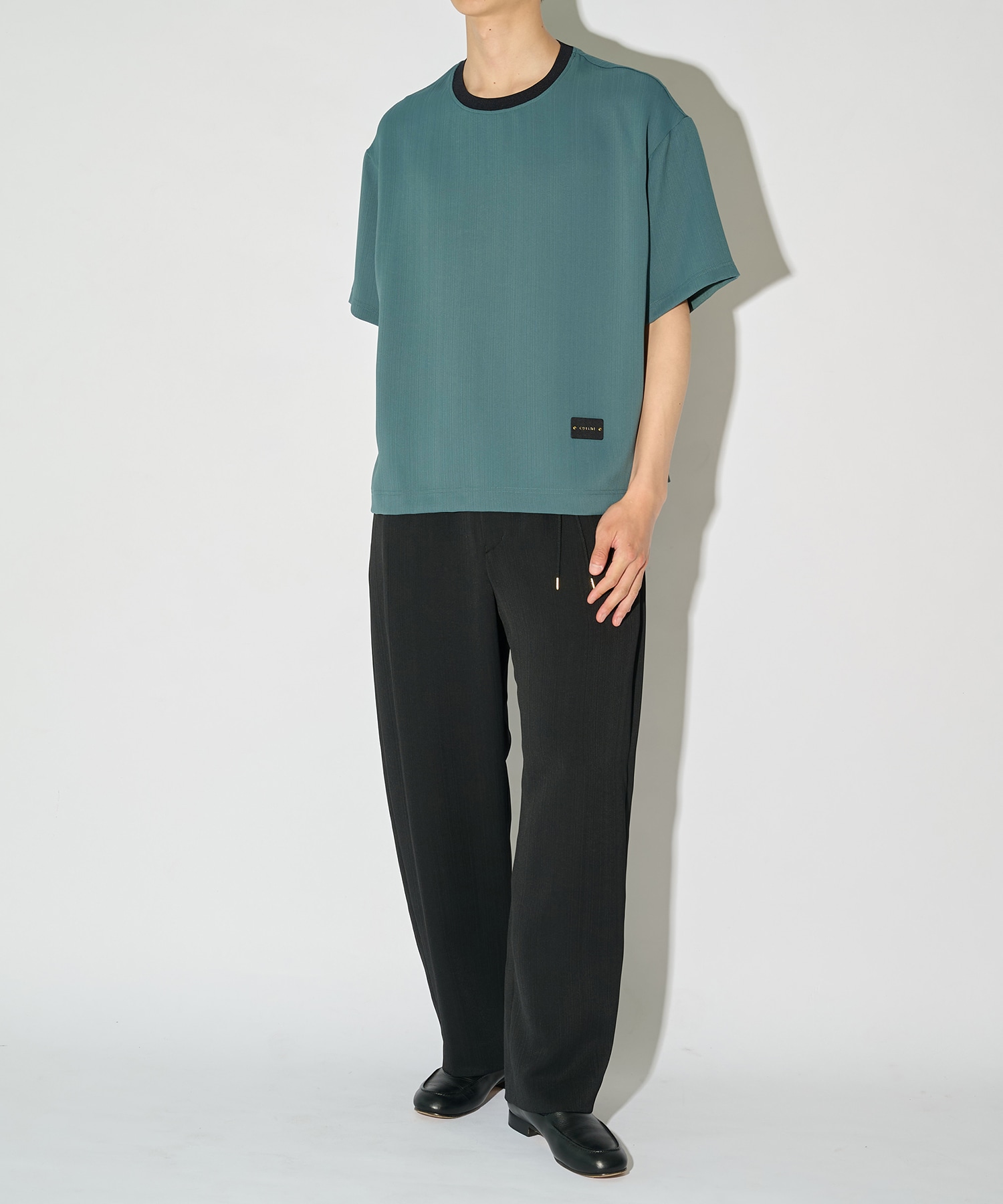 別注 Cord pique Leather Patch Short Sleeve Pullover CULLNI