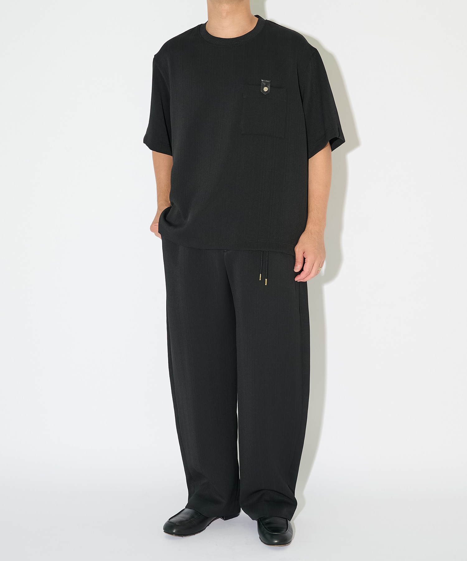 別注 Cord pique Leather Patch Short Sleeve Pullover CULLNI
