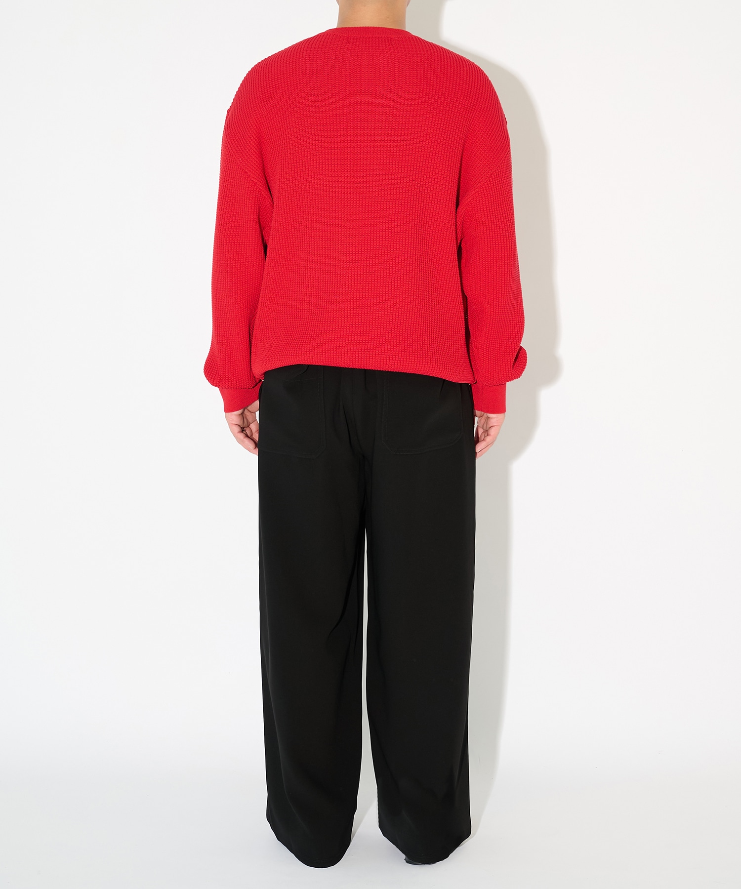 Organic Cotton Waffle Minimal Henley Neck Knit Pullover CULLNI