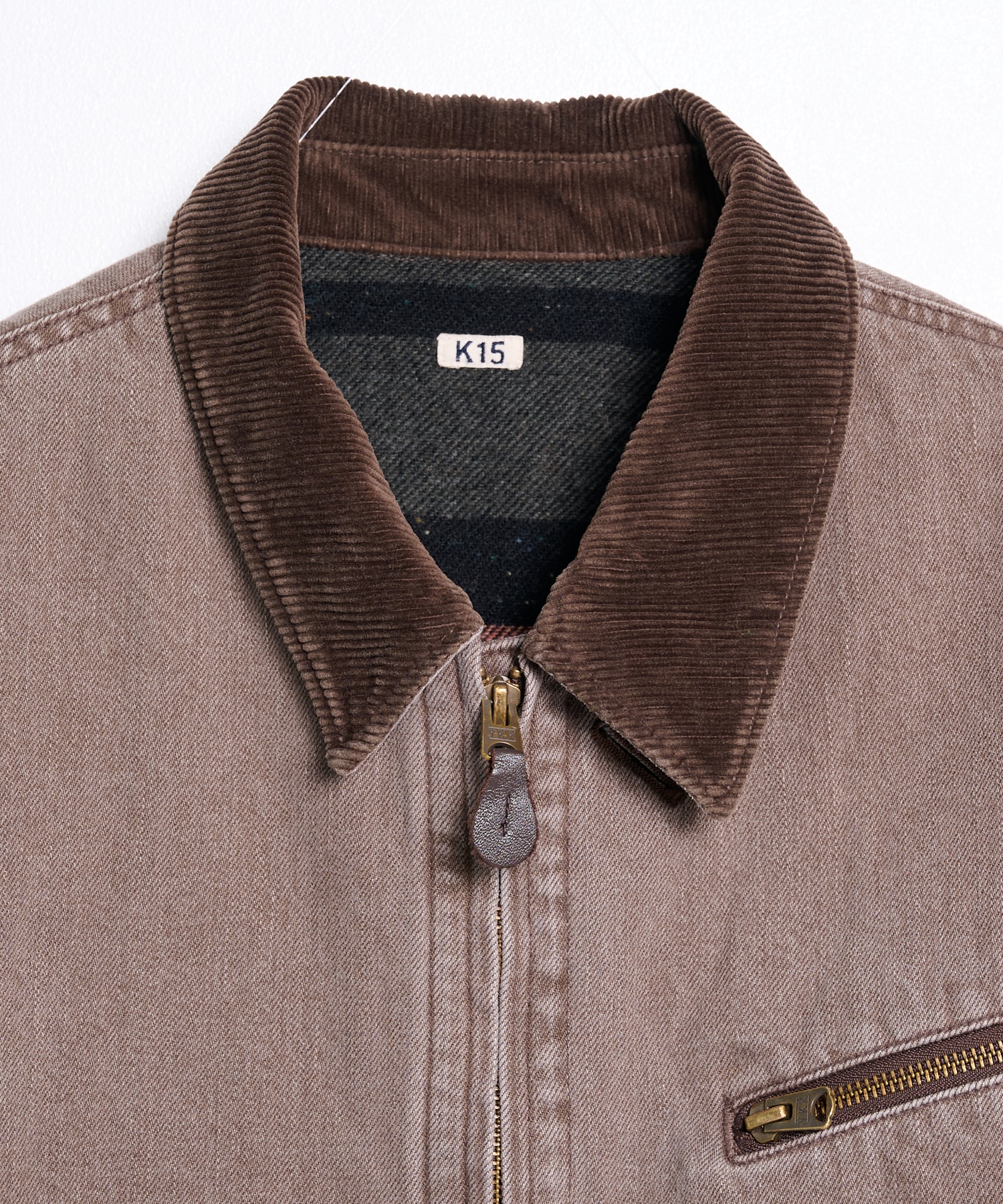 Faded denim zip jakcet KHOKI