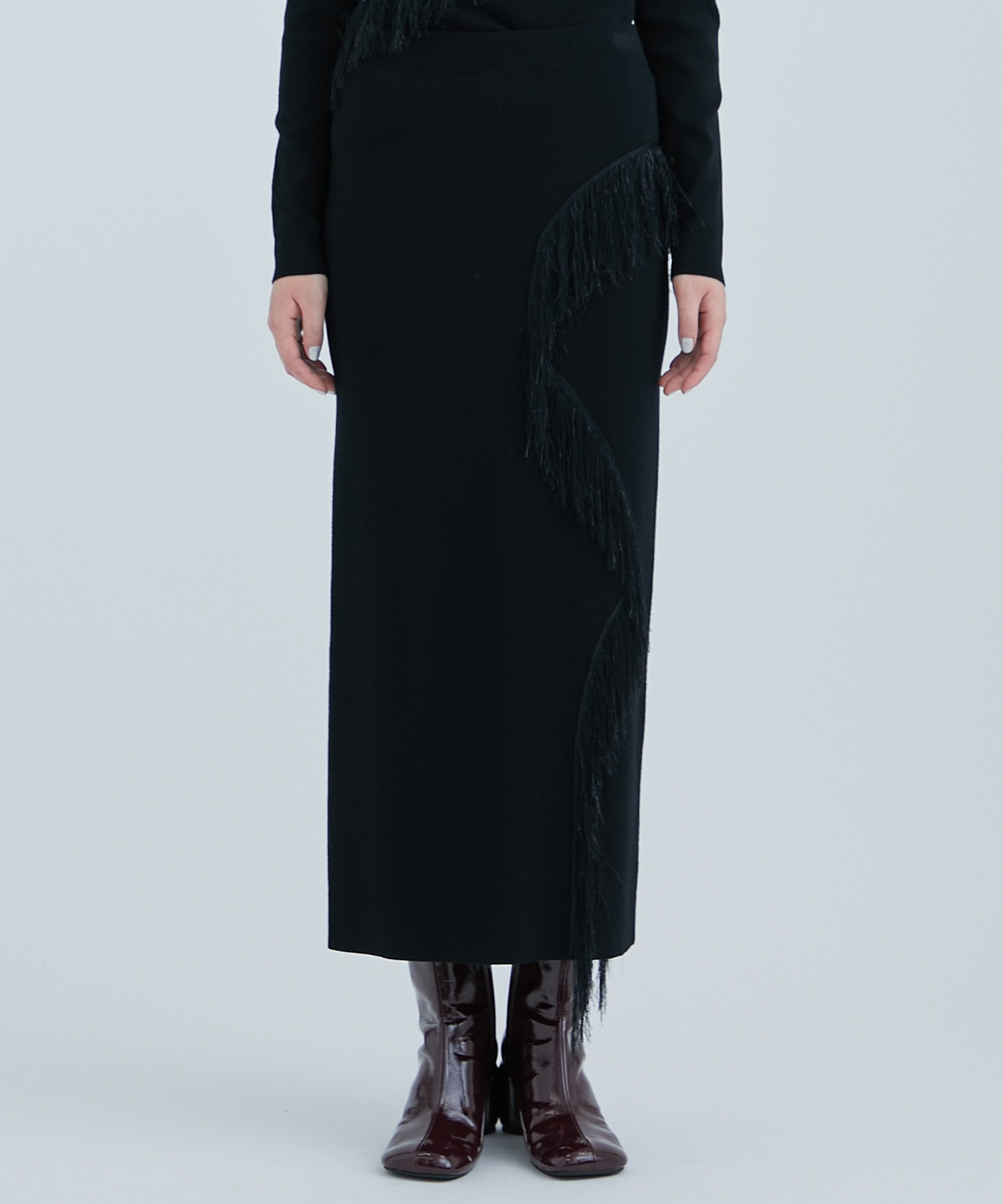 Fringe Detail Knit Skirt STUDIOUS