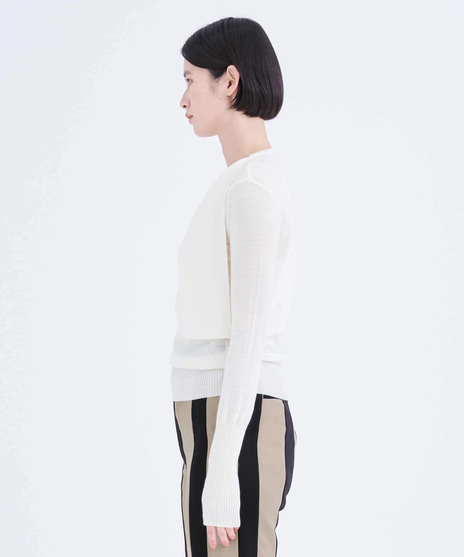 別注Emma wrap collar knit pullover BL AKIRANAKA