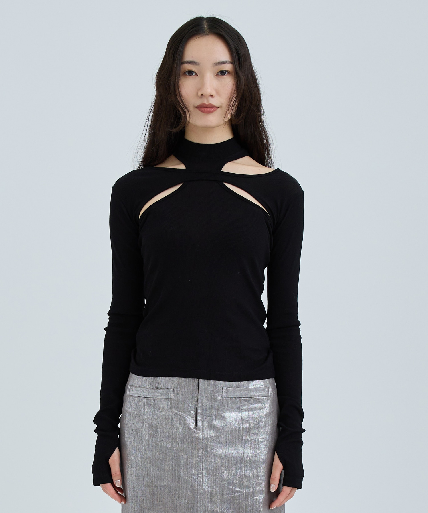 RIB LAYERED HI-NECK TOP JOHN LAWRENCE SULLIVAN