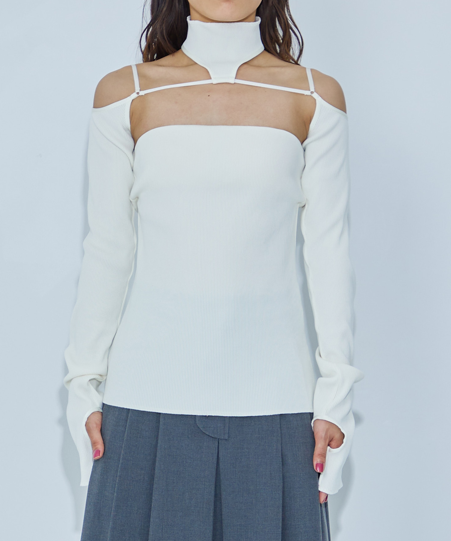 Rib high neck sleeve MUKASA