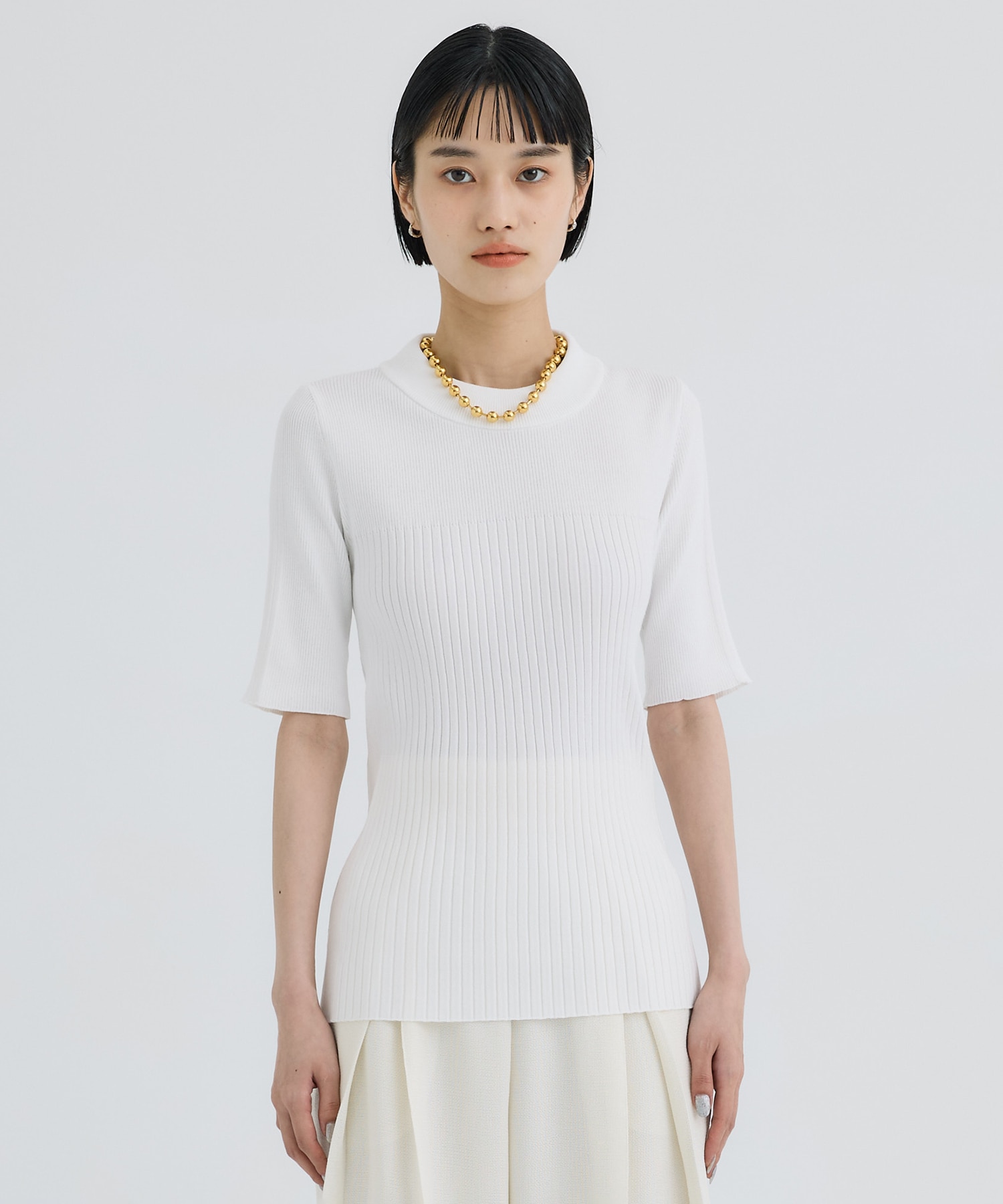別注HALF SLEEVE RIB TOP WRAPINKNOT