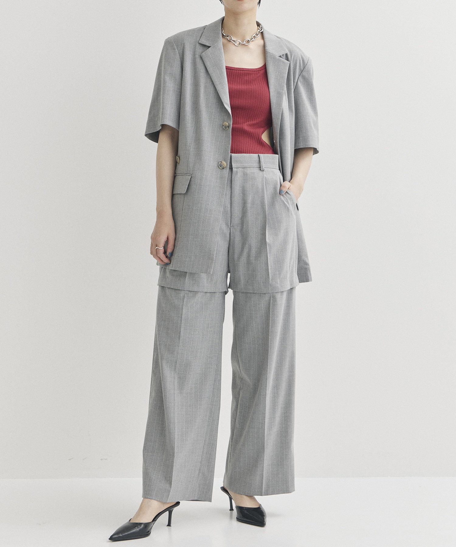 Pinstripe Half Sleeve Jacket STUDIOUS