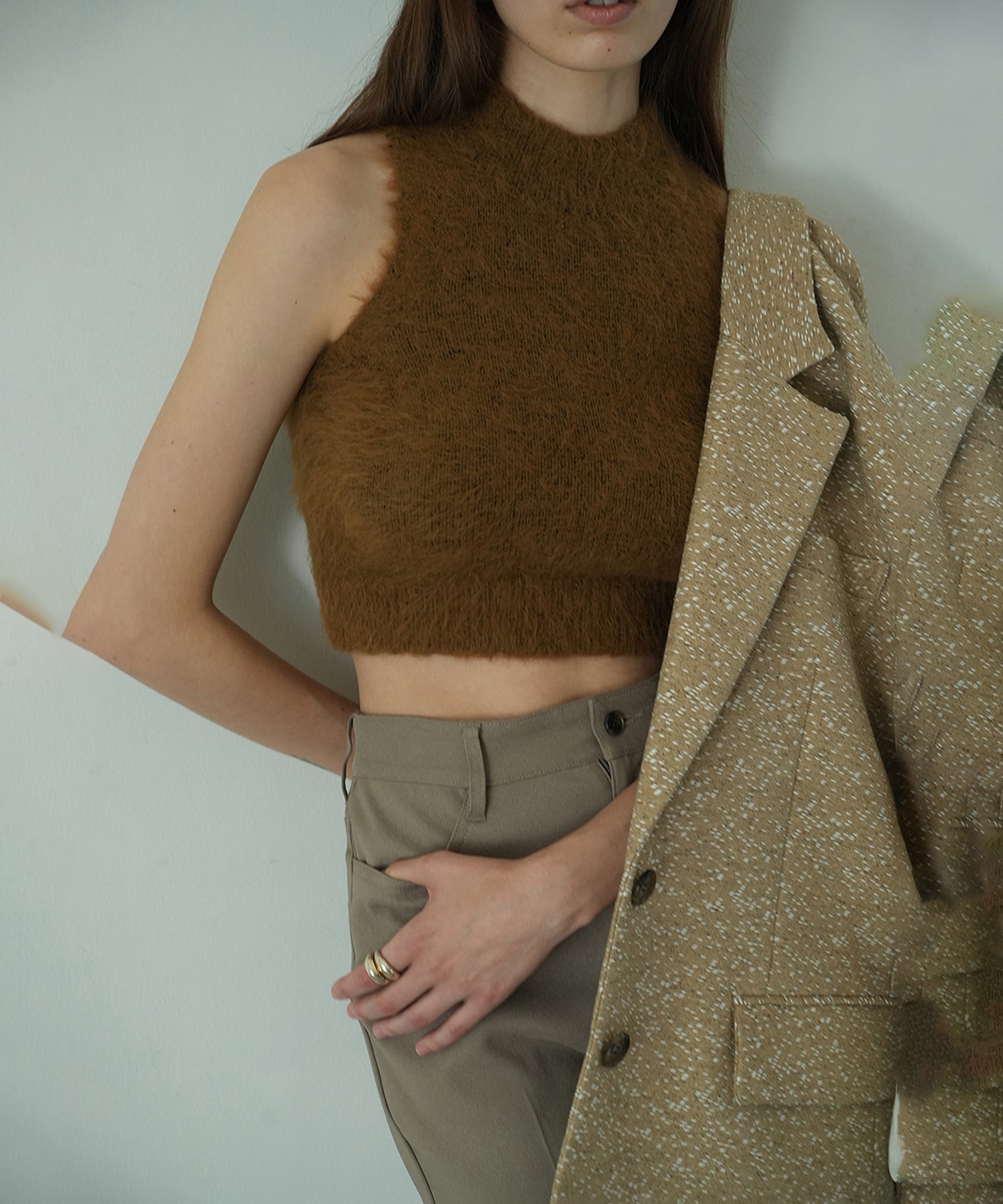 SHAGGY AMERICAN SLEEVE KNIT TOPS CLANE