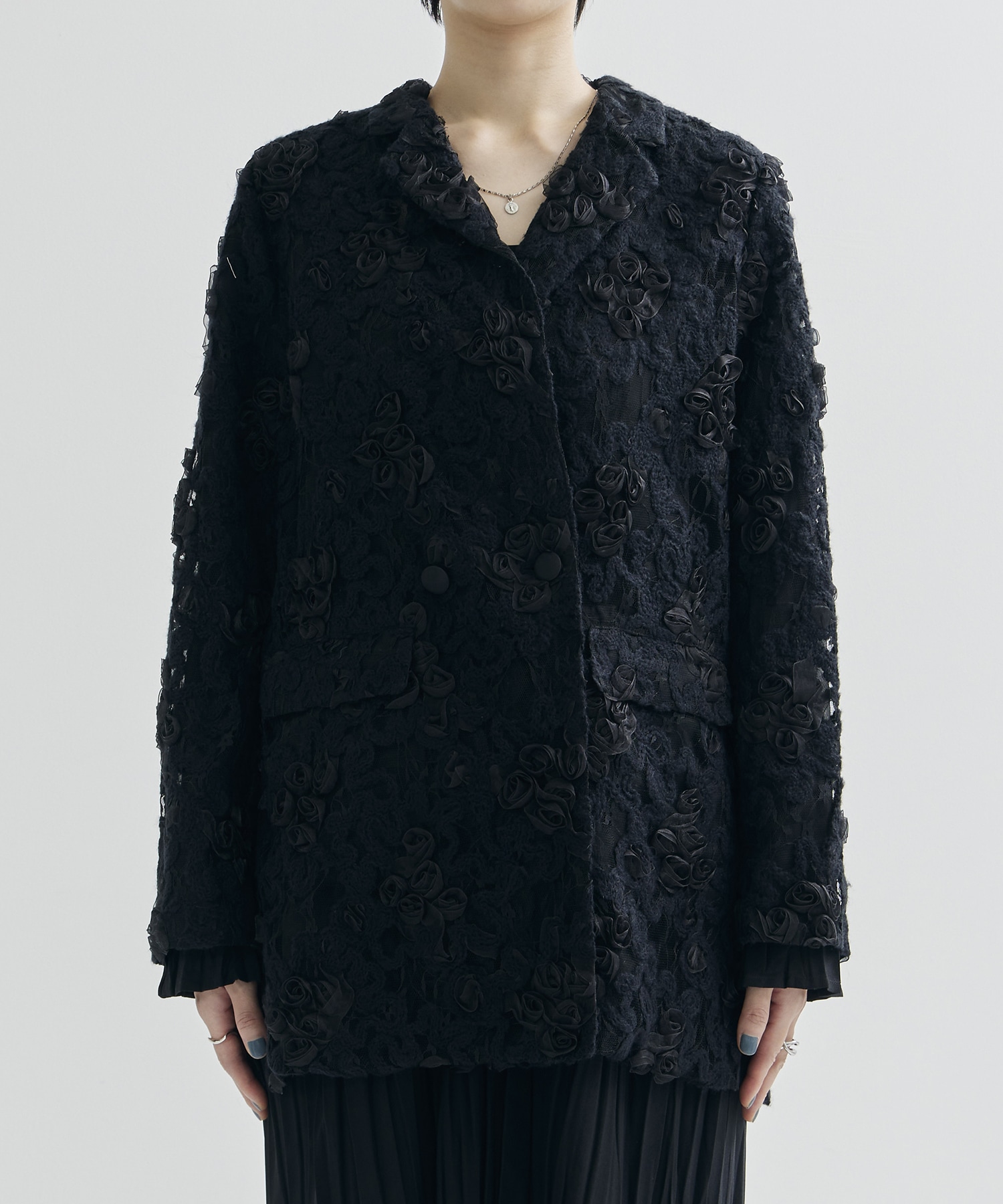 FLOWER MIX LACE SHEER JACKET AMERI
