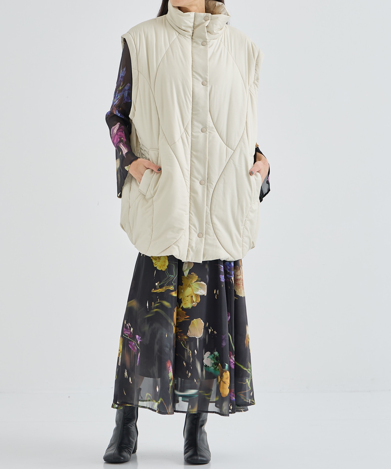 2WAY WAVE STITCH PADDED JACKET AMERI
