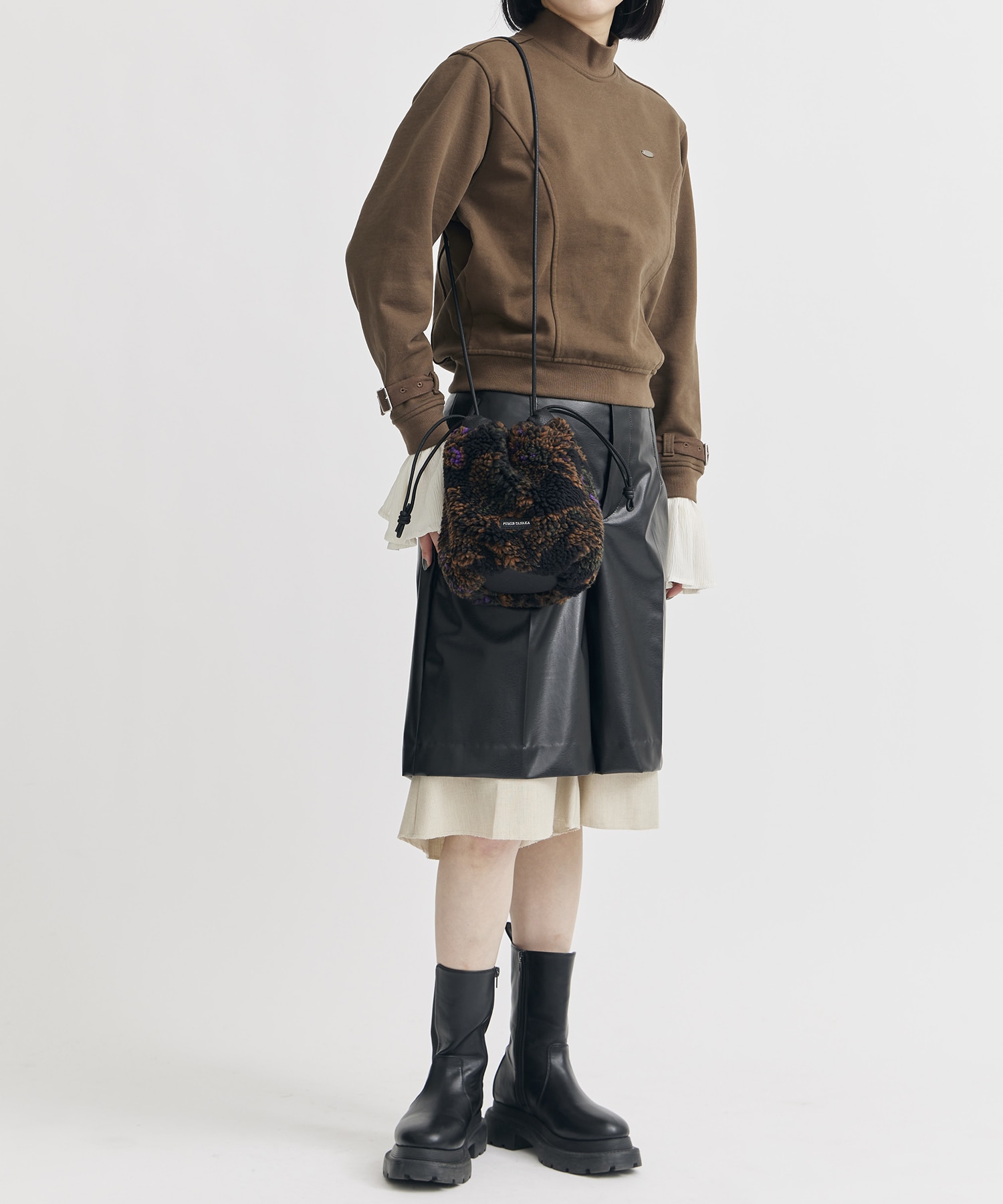 別注jacquard boa drawstring bag FUMIE=TANAKA