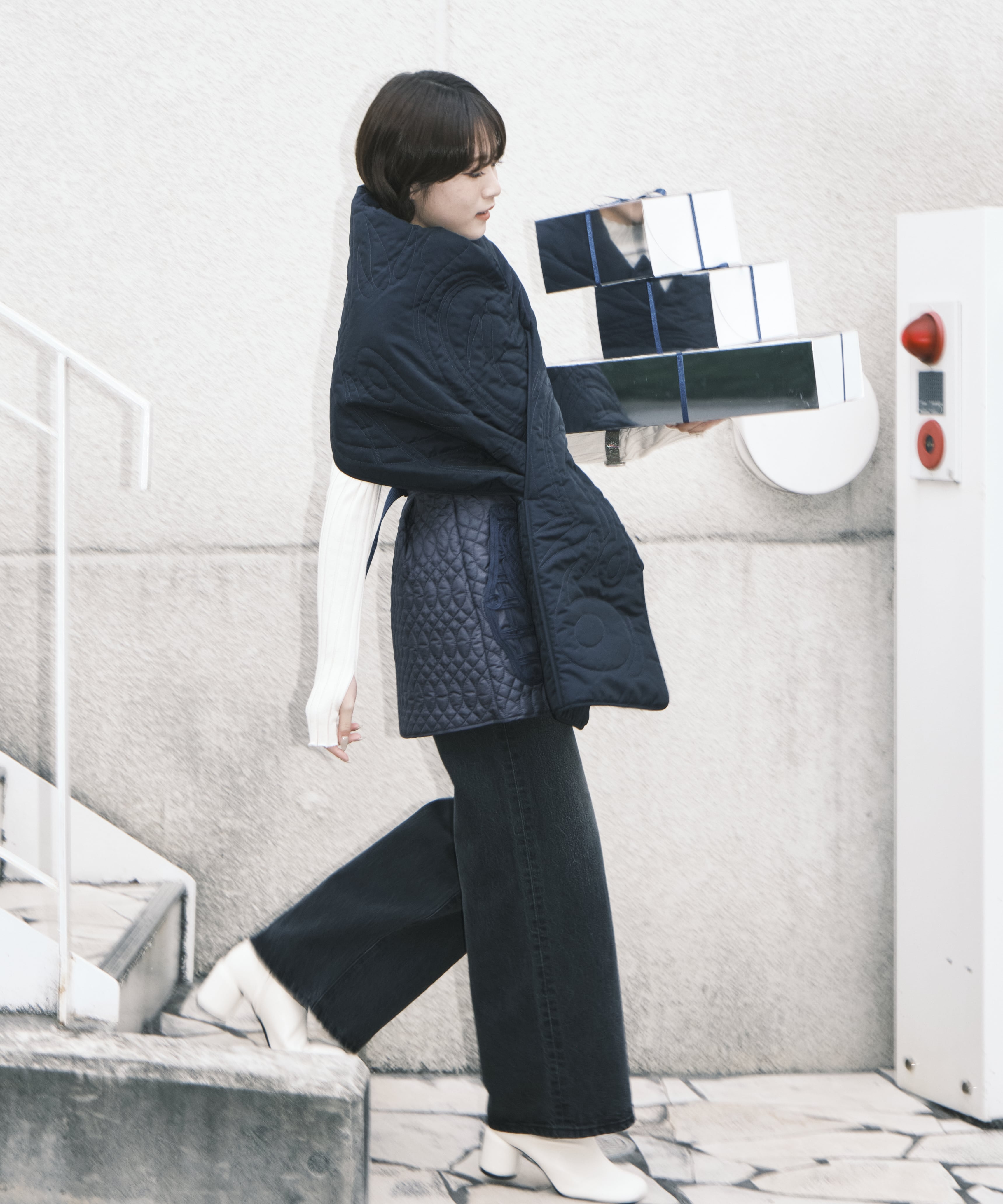 Cording Embroidery Quilted Wrapped Skirt Mame Kurogouchi