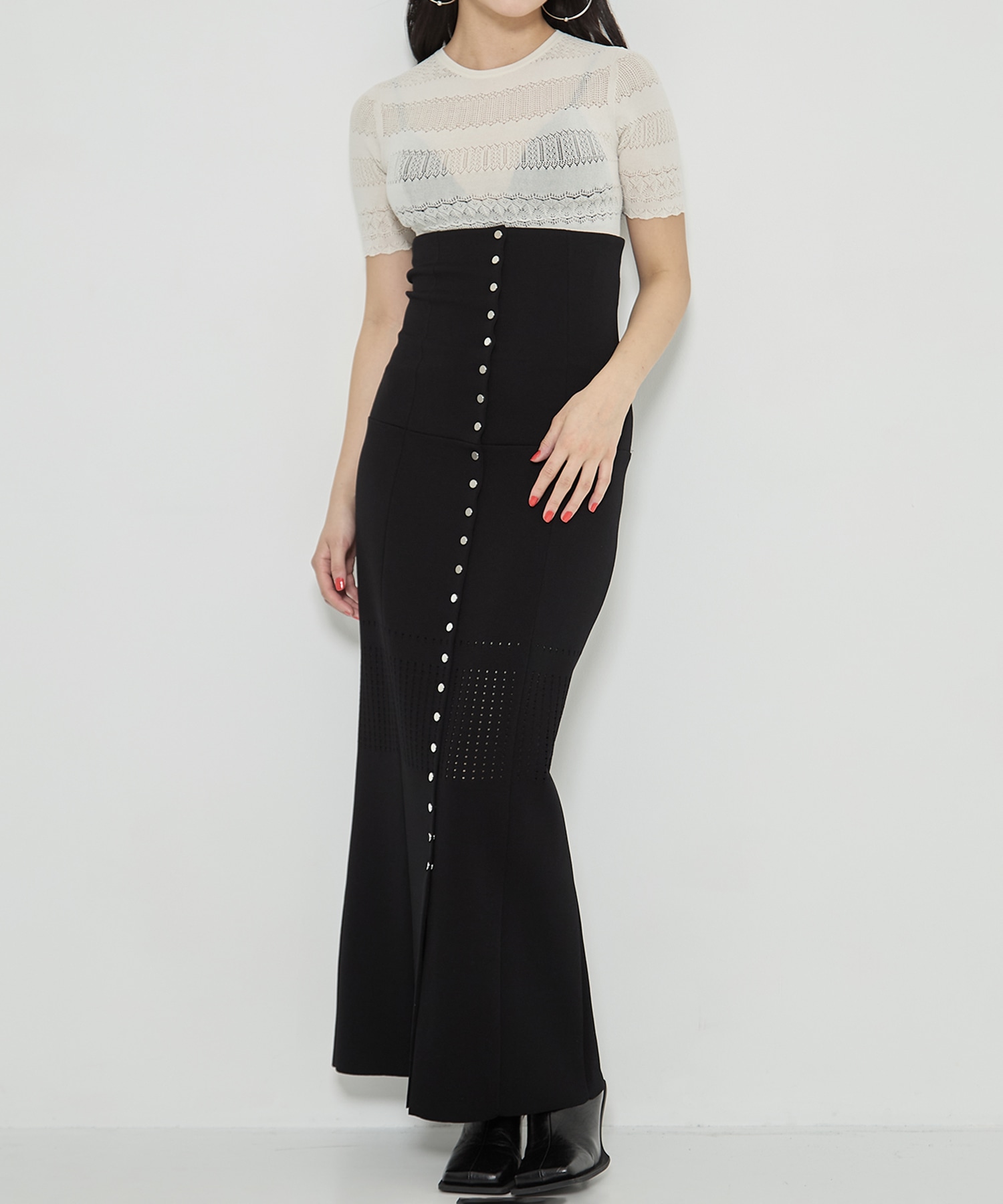 STRAPS KNIT LONG SKIRT FETICO