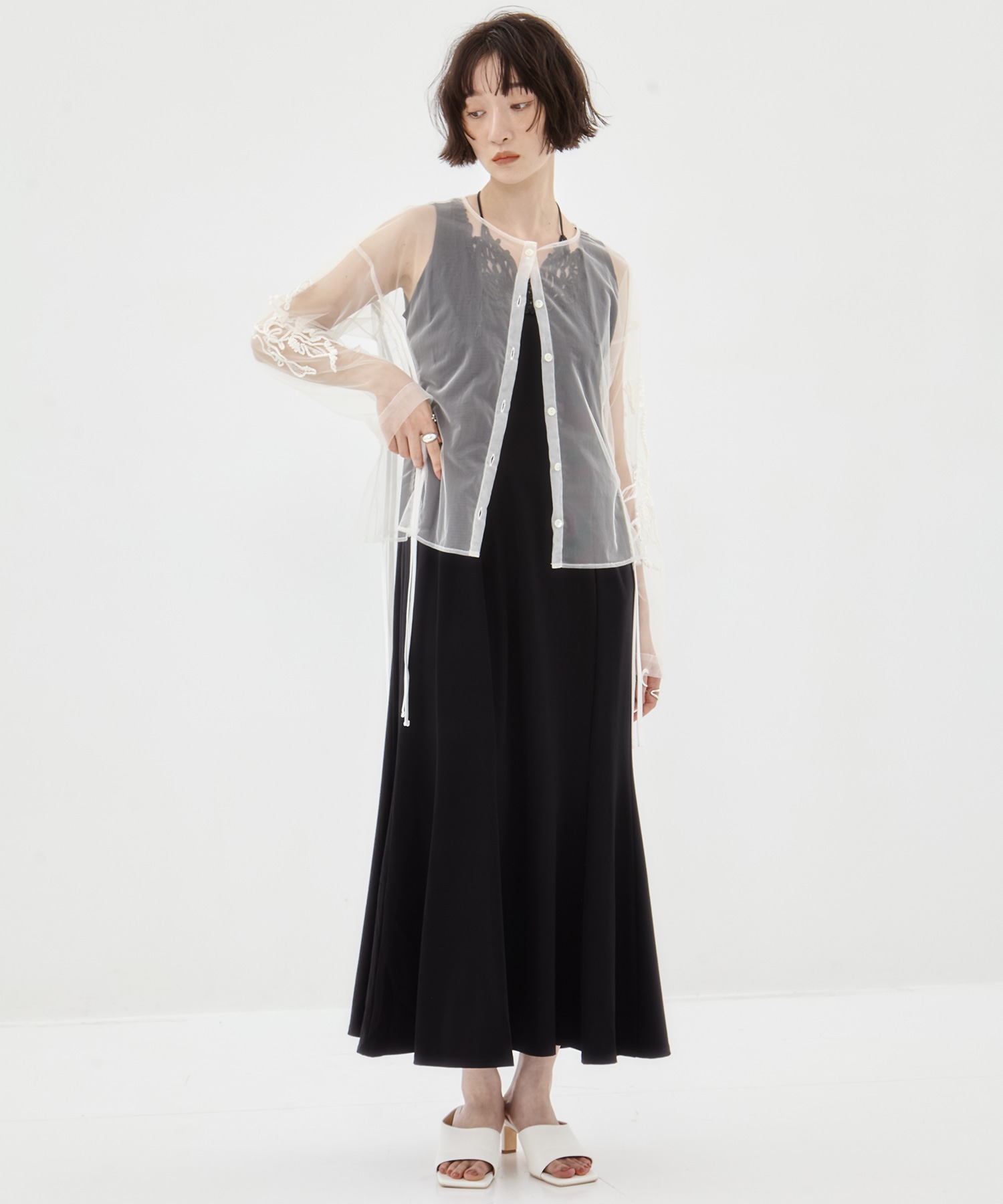 別注embroidered tulle cardigan MURRAL