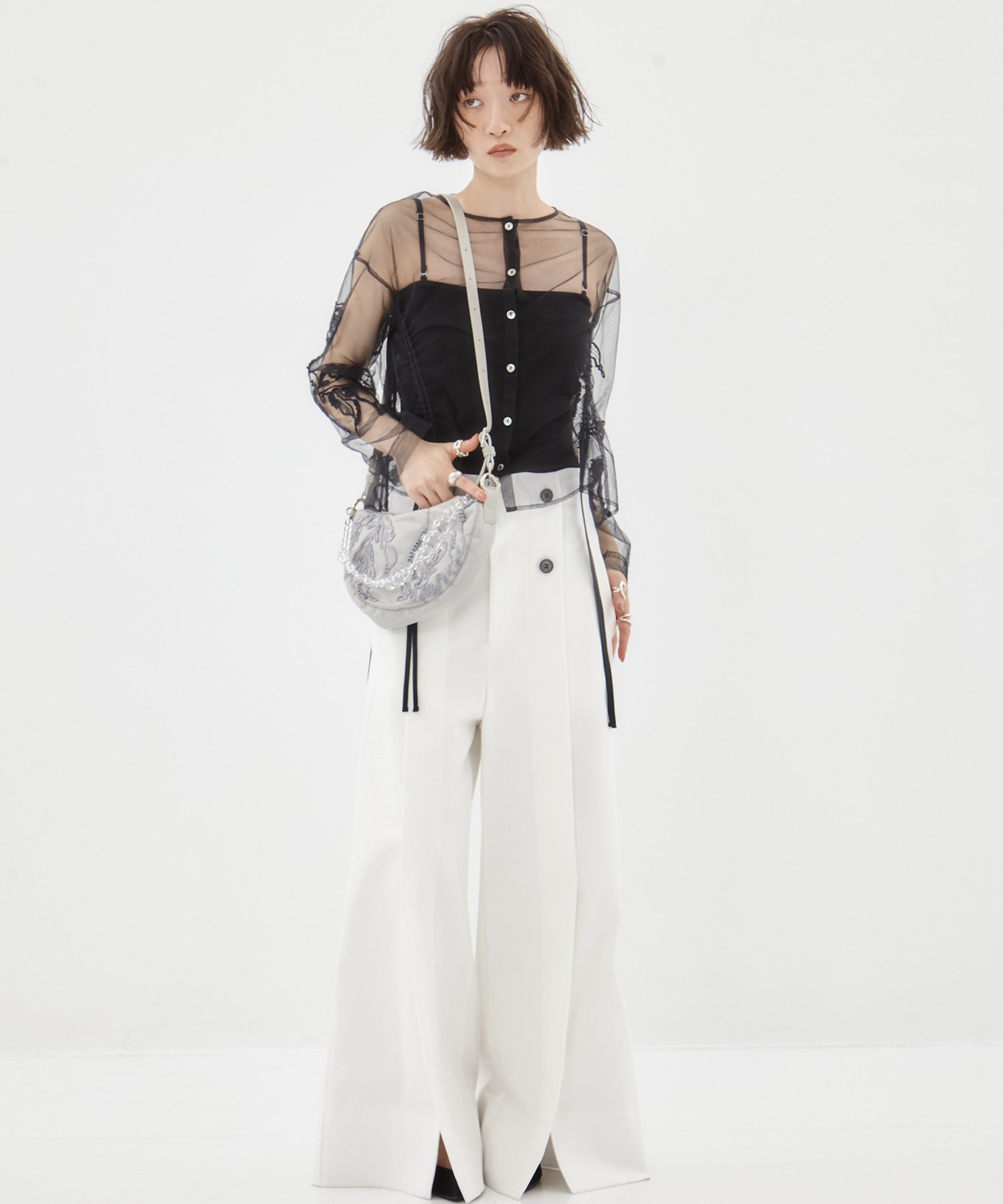 別注embroidered tulle cardigan MURRAL