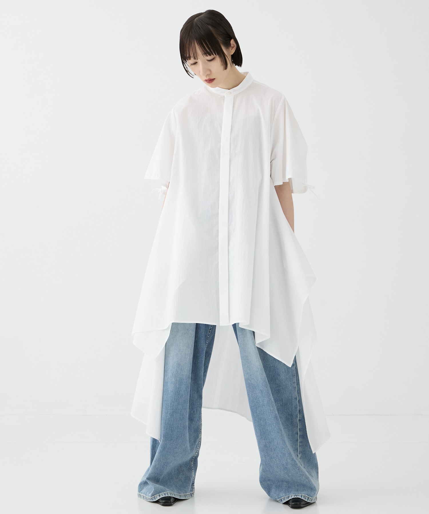 別注Coボイルサッカーケープスリーブシャツ FEMMENT