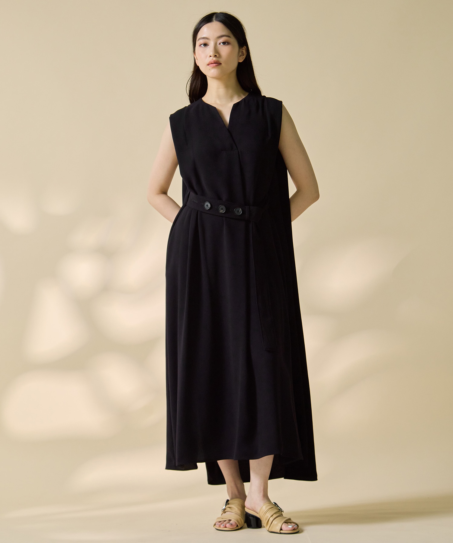 Back Satin Belted Dress STUDIOUS
