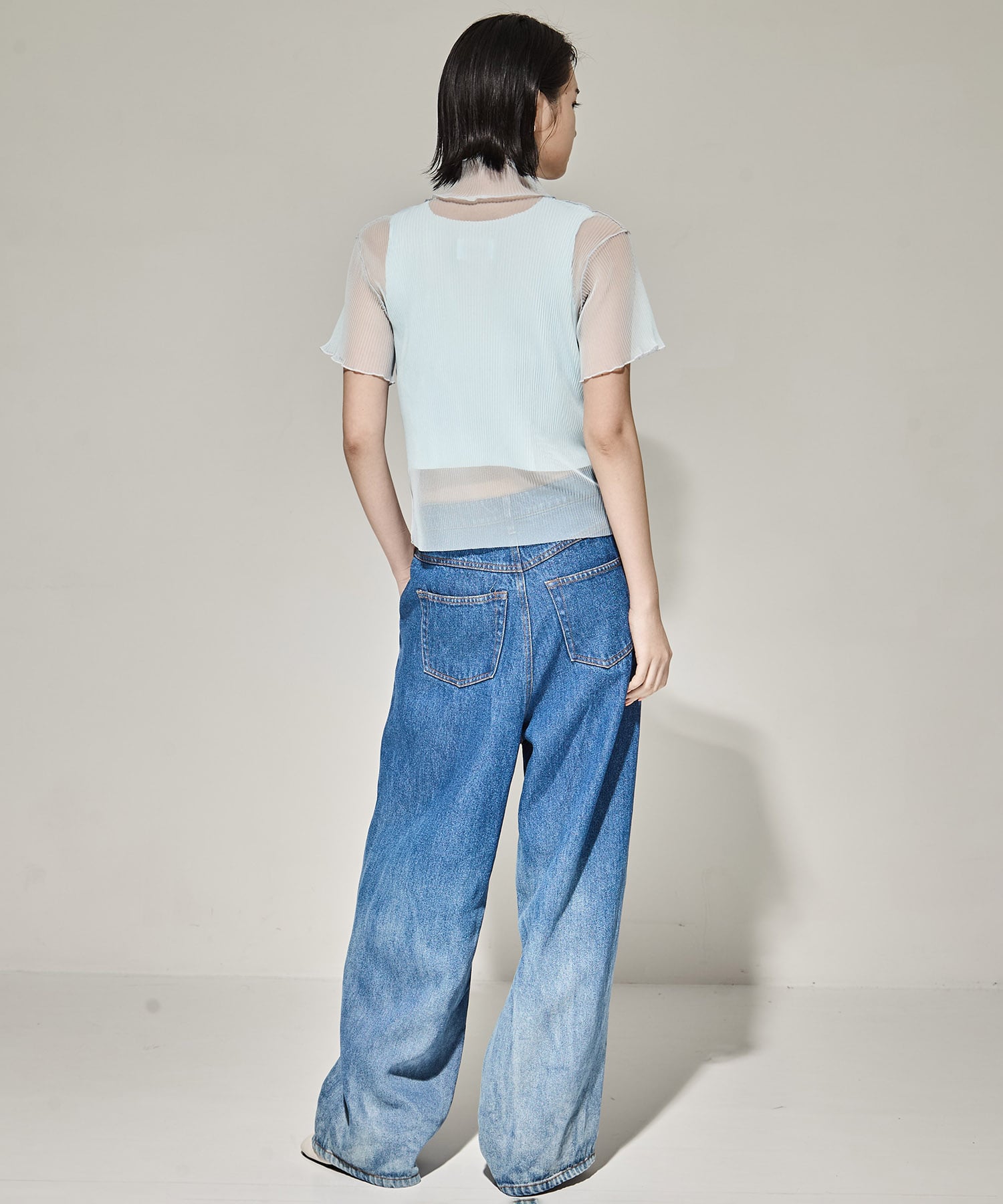 SHEER LAYERED SHORT SLEEVE TOP kotohayokozawa