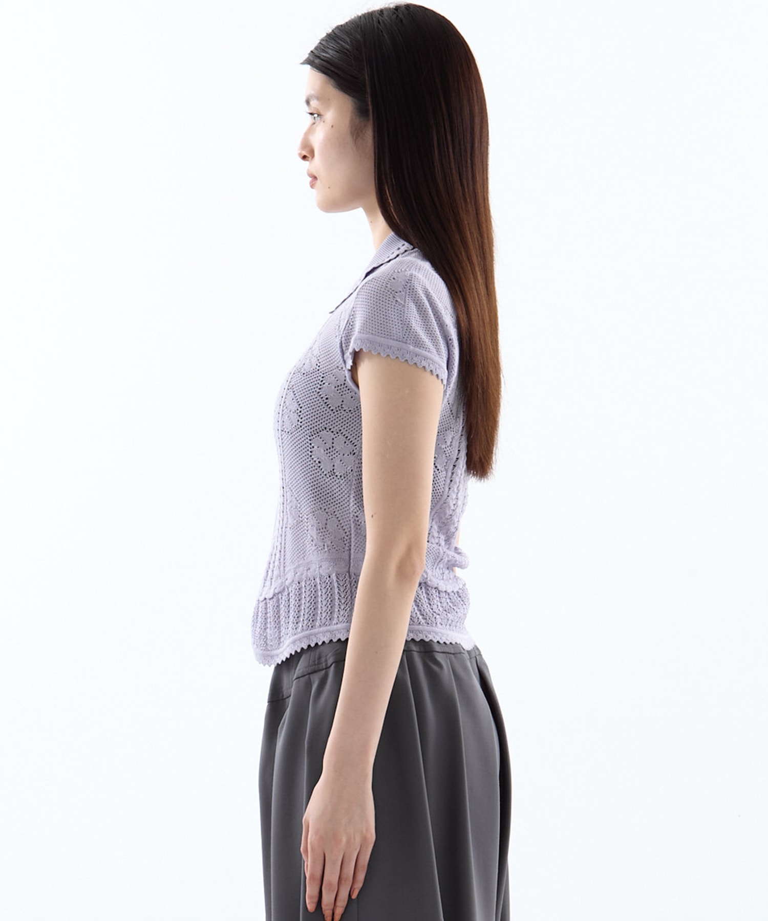 別注Lace Stripe Knitted Top Mame Kurogouchi