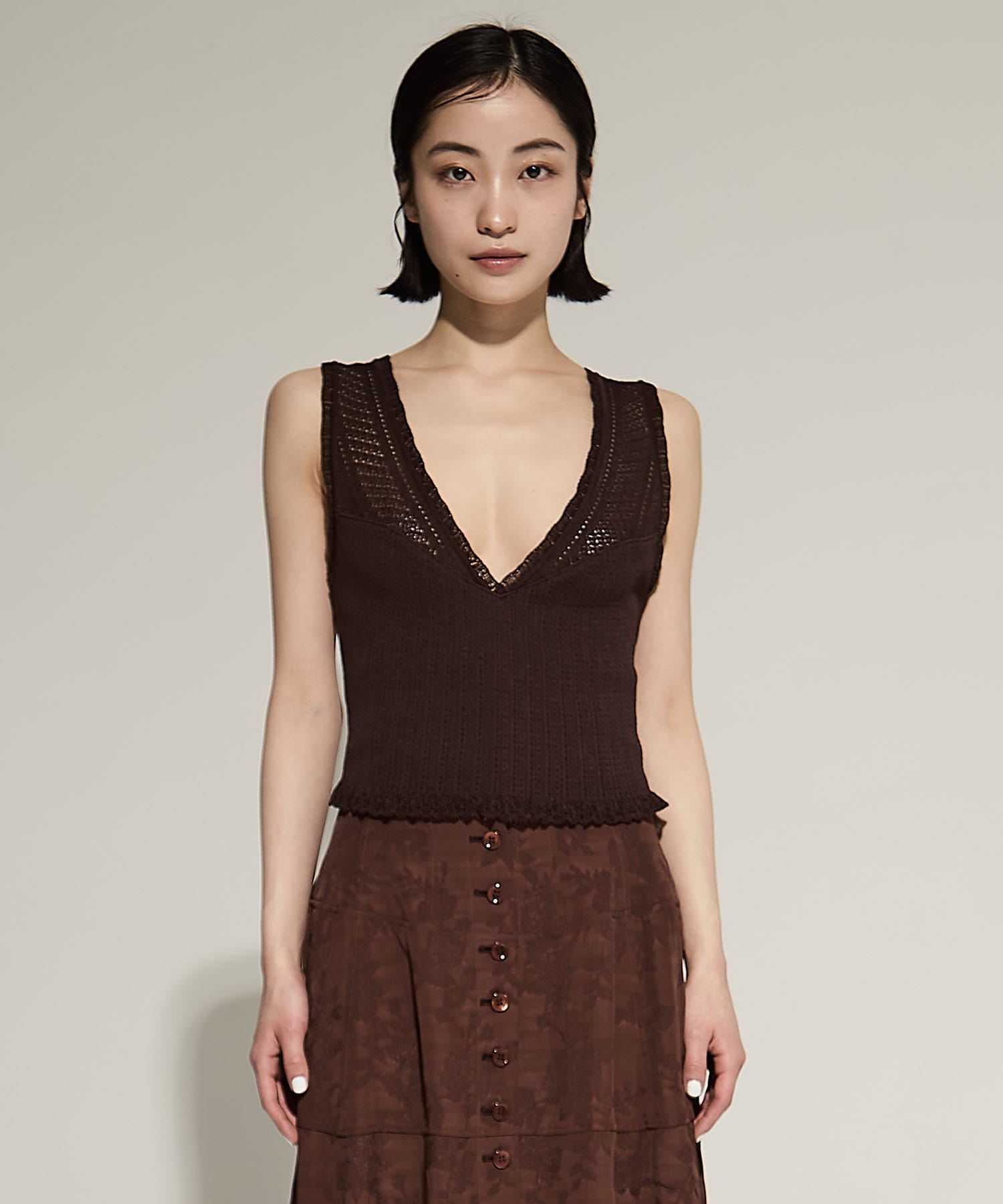 LACE KNIT SLEEVELESS TOP FETICO