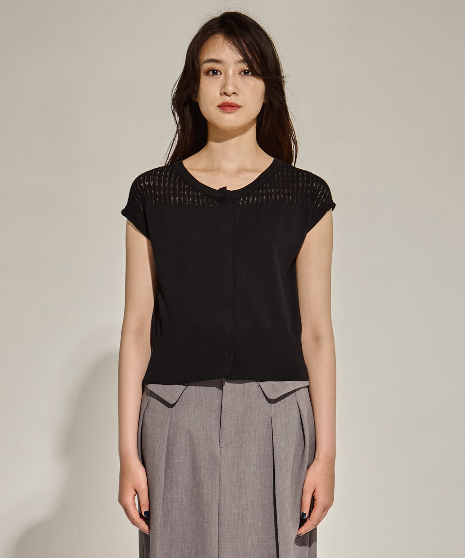 別注lace nosleeve cardigan WRAPINKNOT