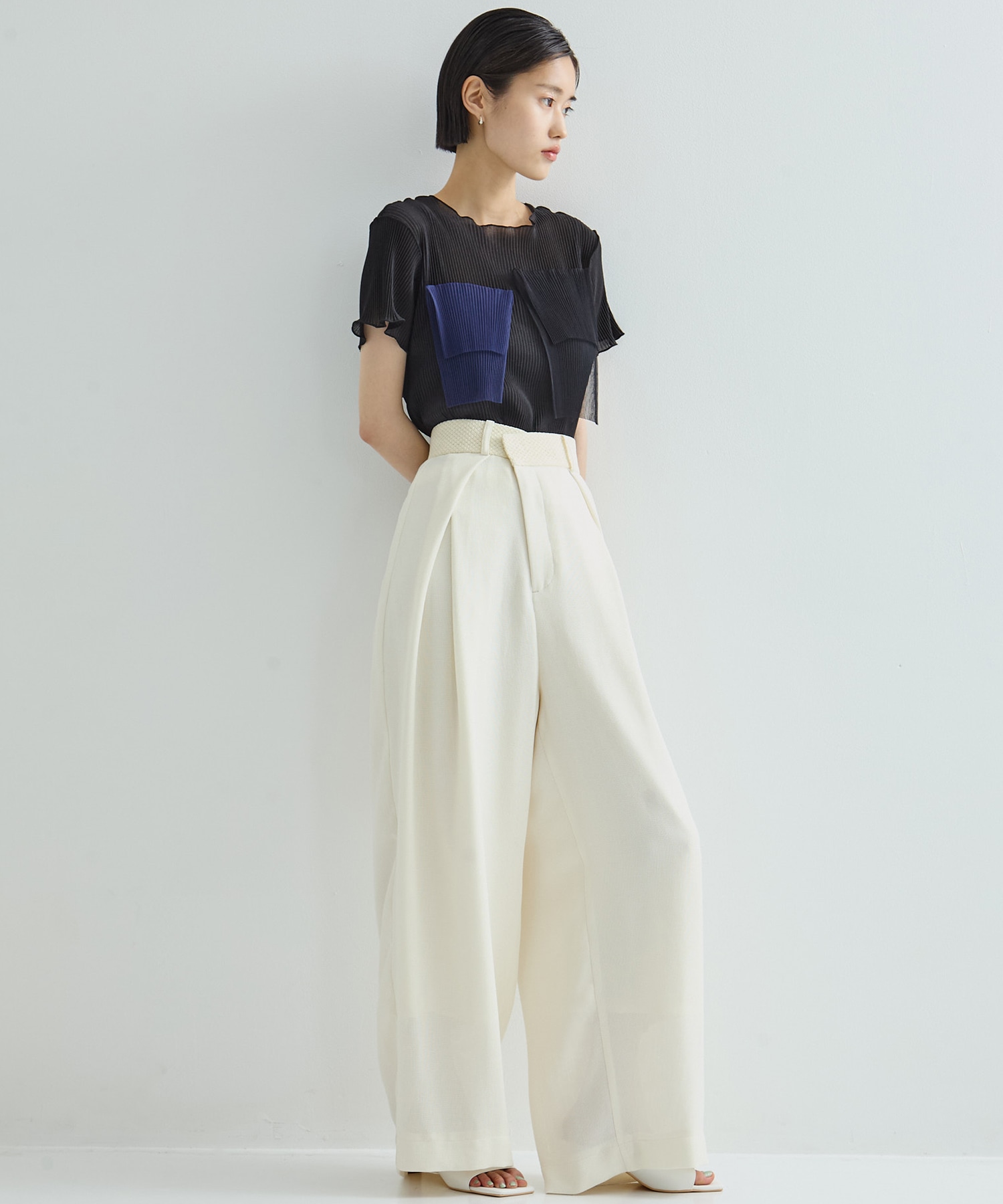 Asymmetric Front Mesh Trousers STUDIOUS