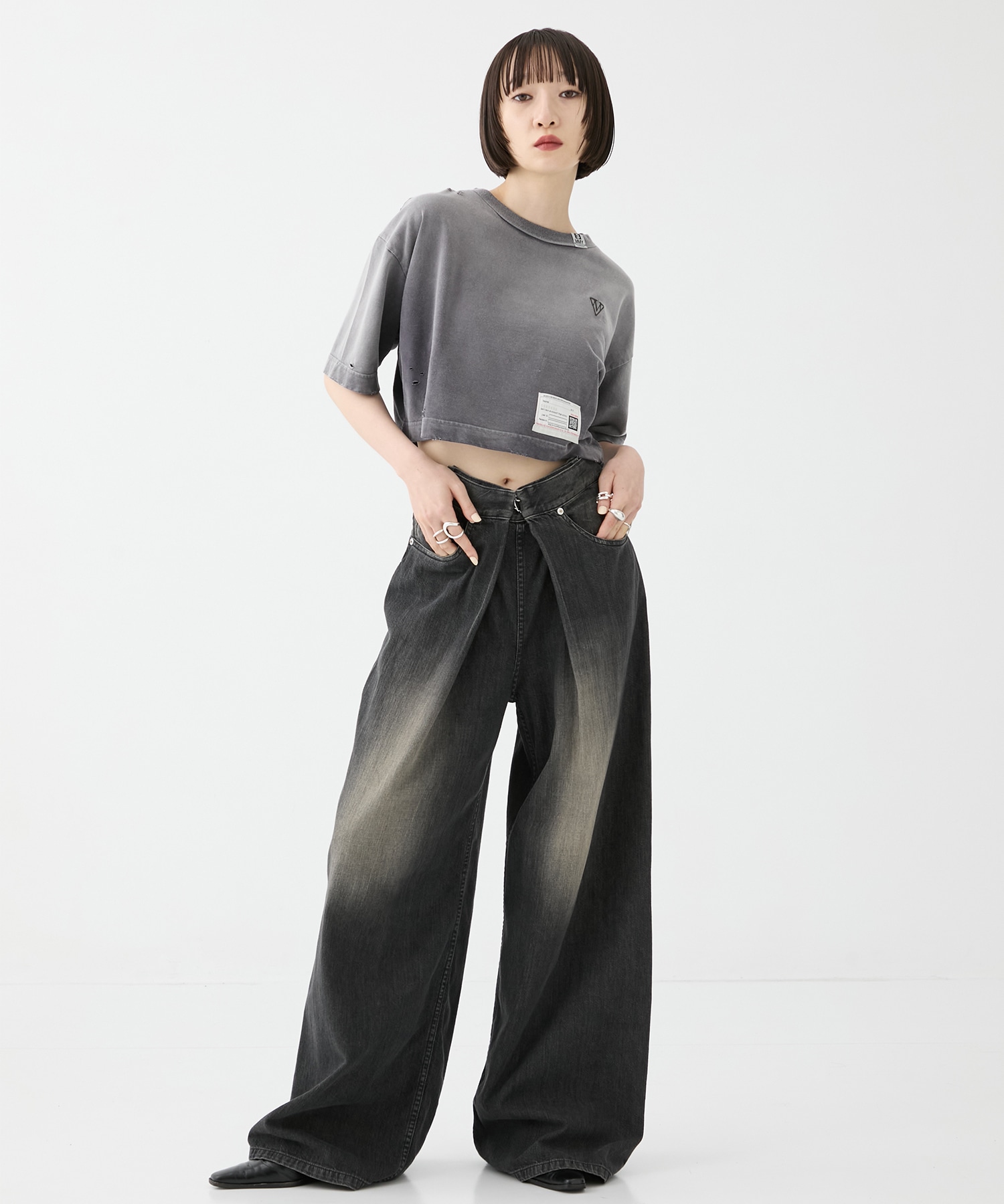 別注WASHED DENIM FOLDED WIDE PANTS (SHORT LENGTH) JOHN LAWRENCE SULLIVAN