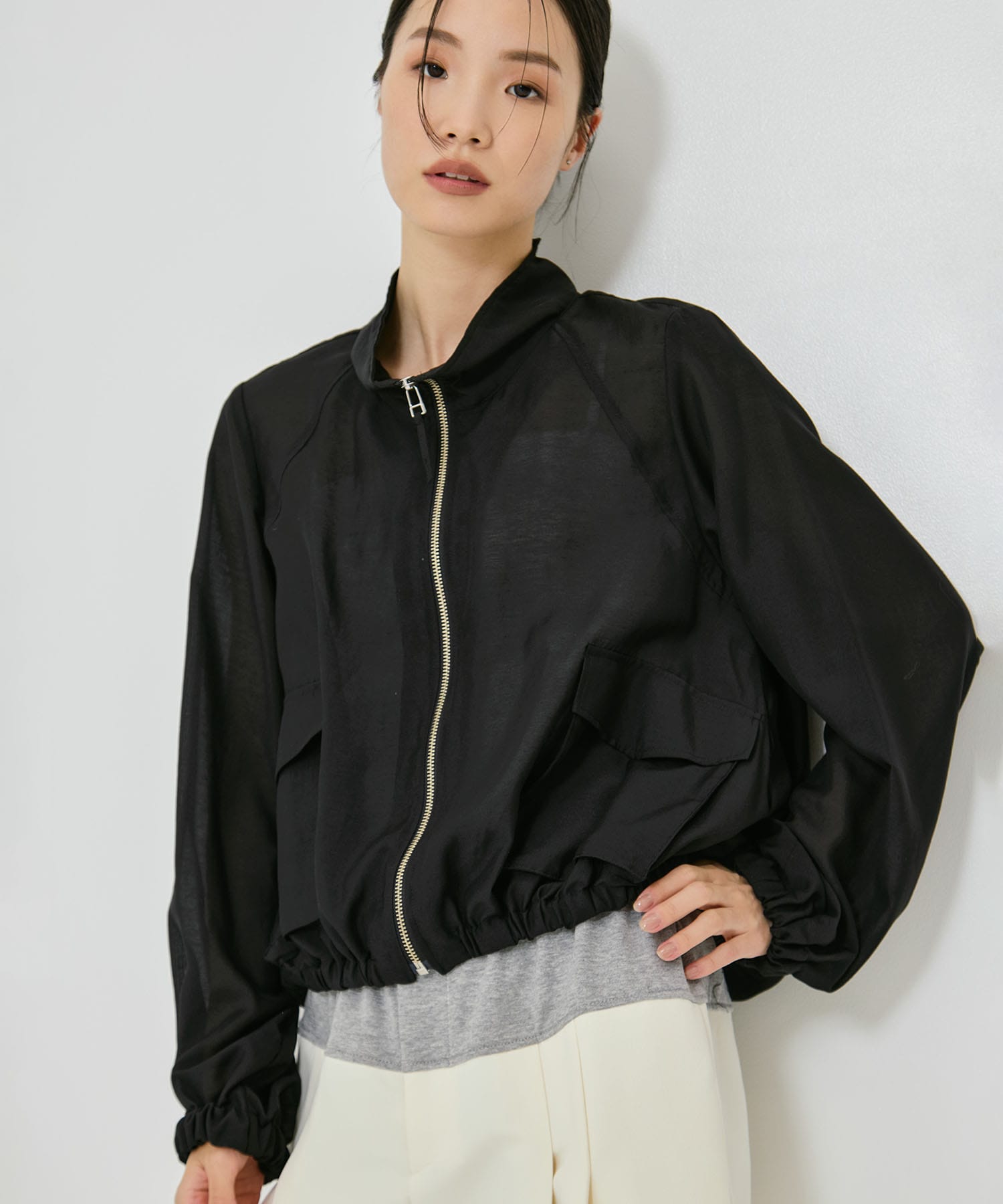 SHEER ZIP BLOUSON STUDIOUS