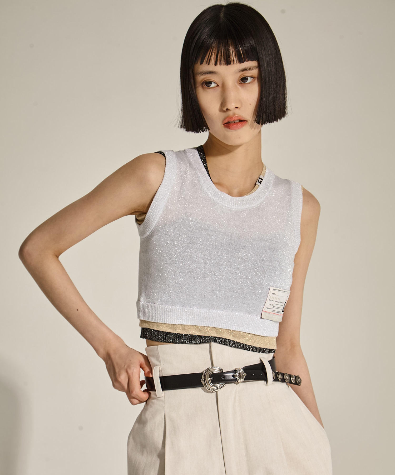 Motif leather belt TOGA