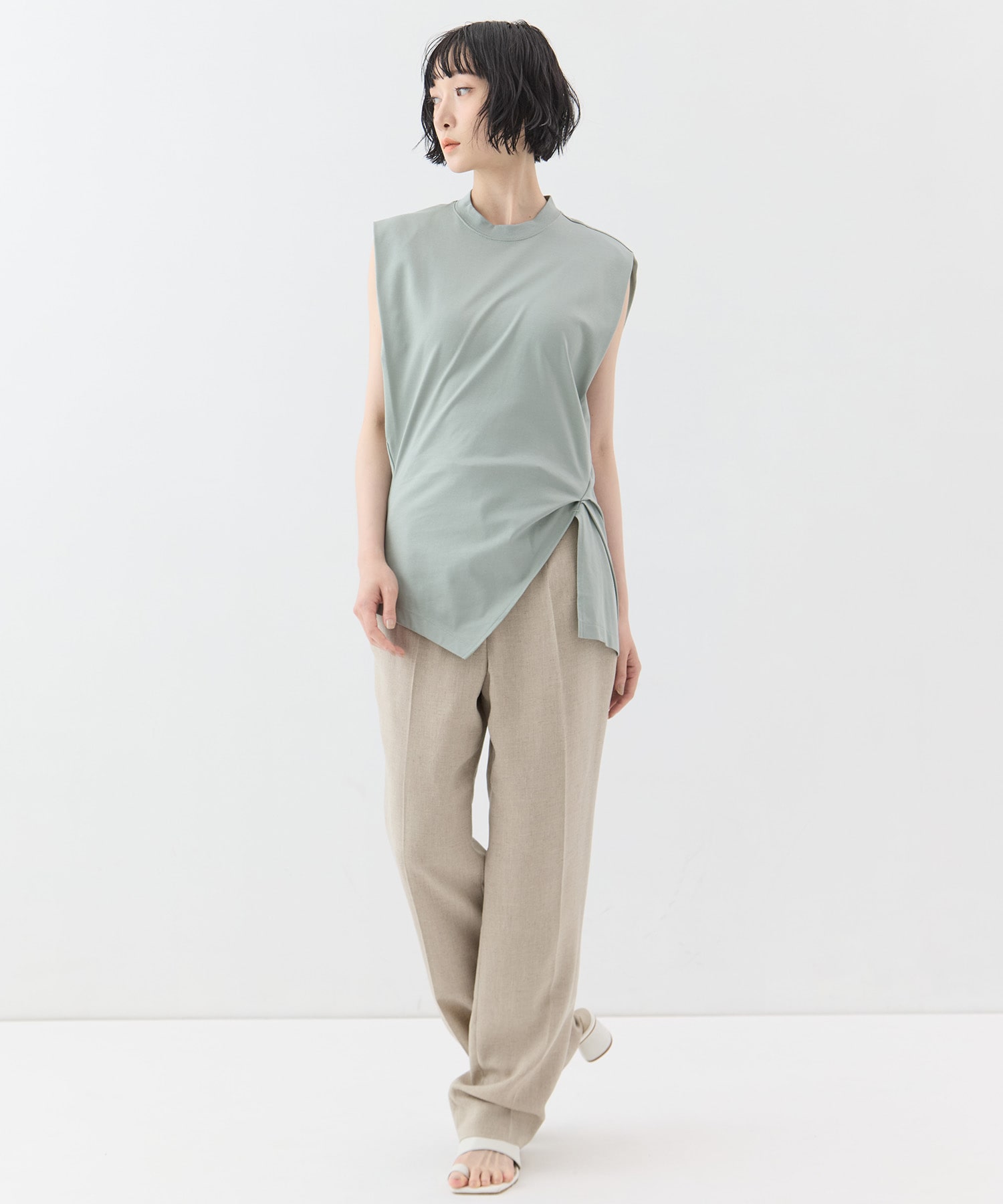 Cotton Jersey Asymmetric Sleeveless Top Mame Kurogouchi