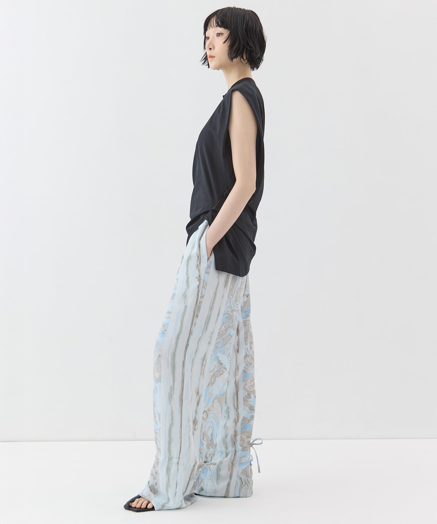 Cotton Jersey Asymmetric Sleeveless Top Mame Kurogouchi