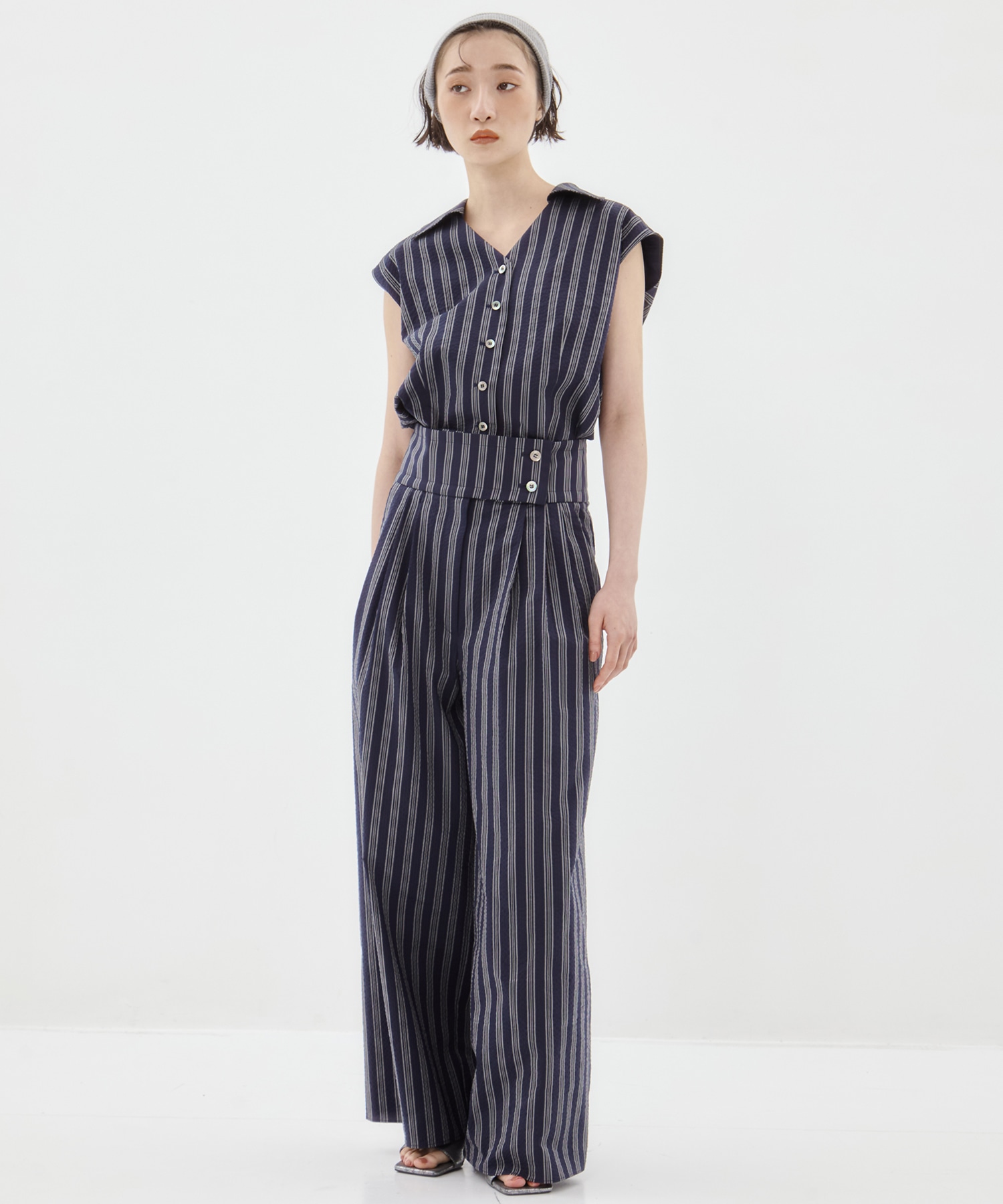 Seersucker Flare Pants STUDIOUS