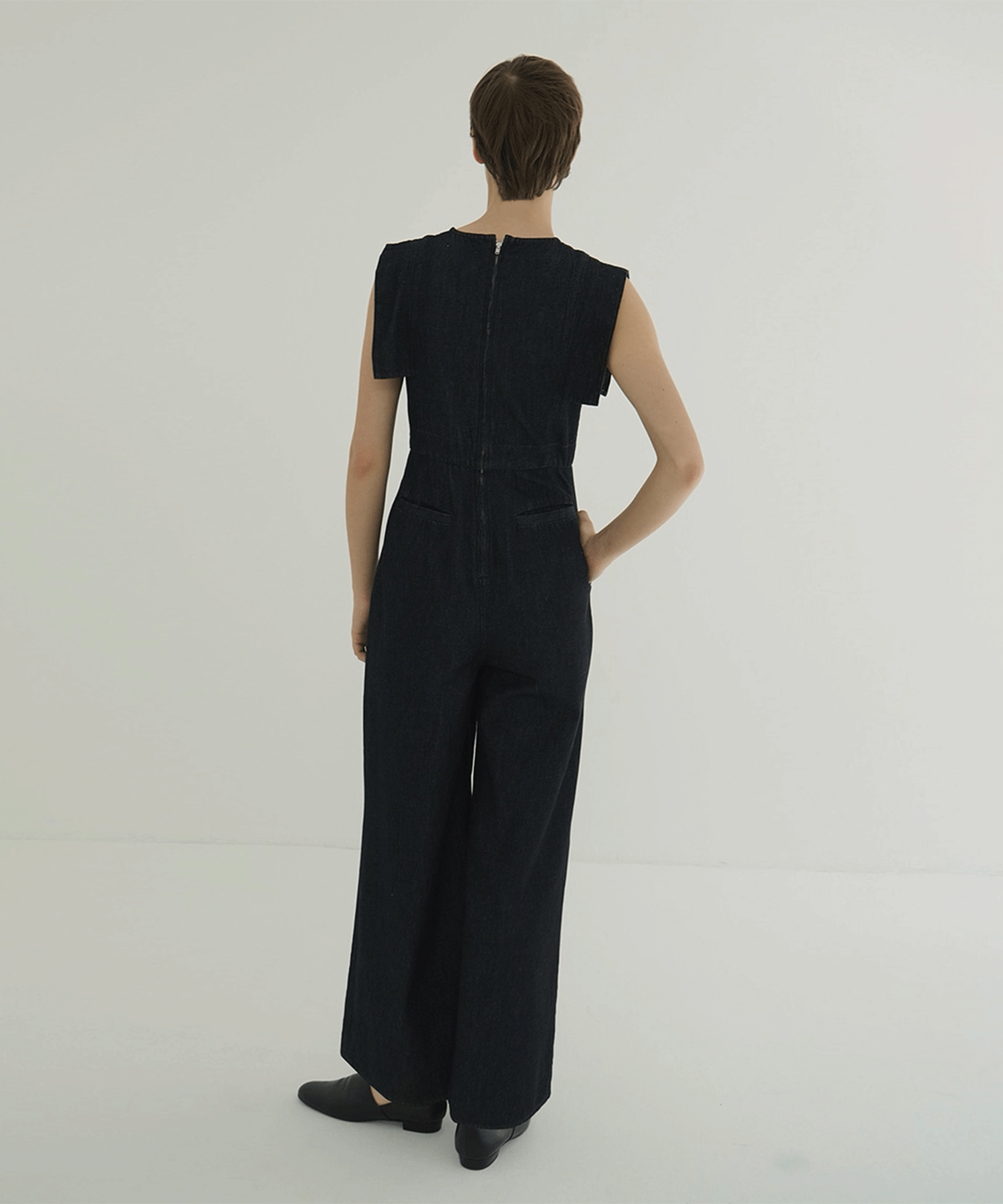SQUARE SLEEVE DENIM ALL IN ONE CLANE