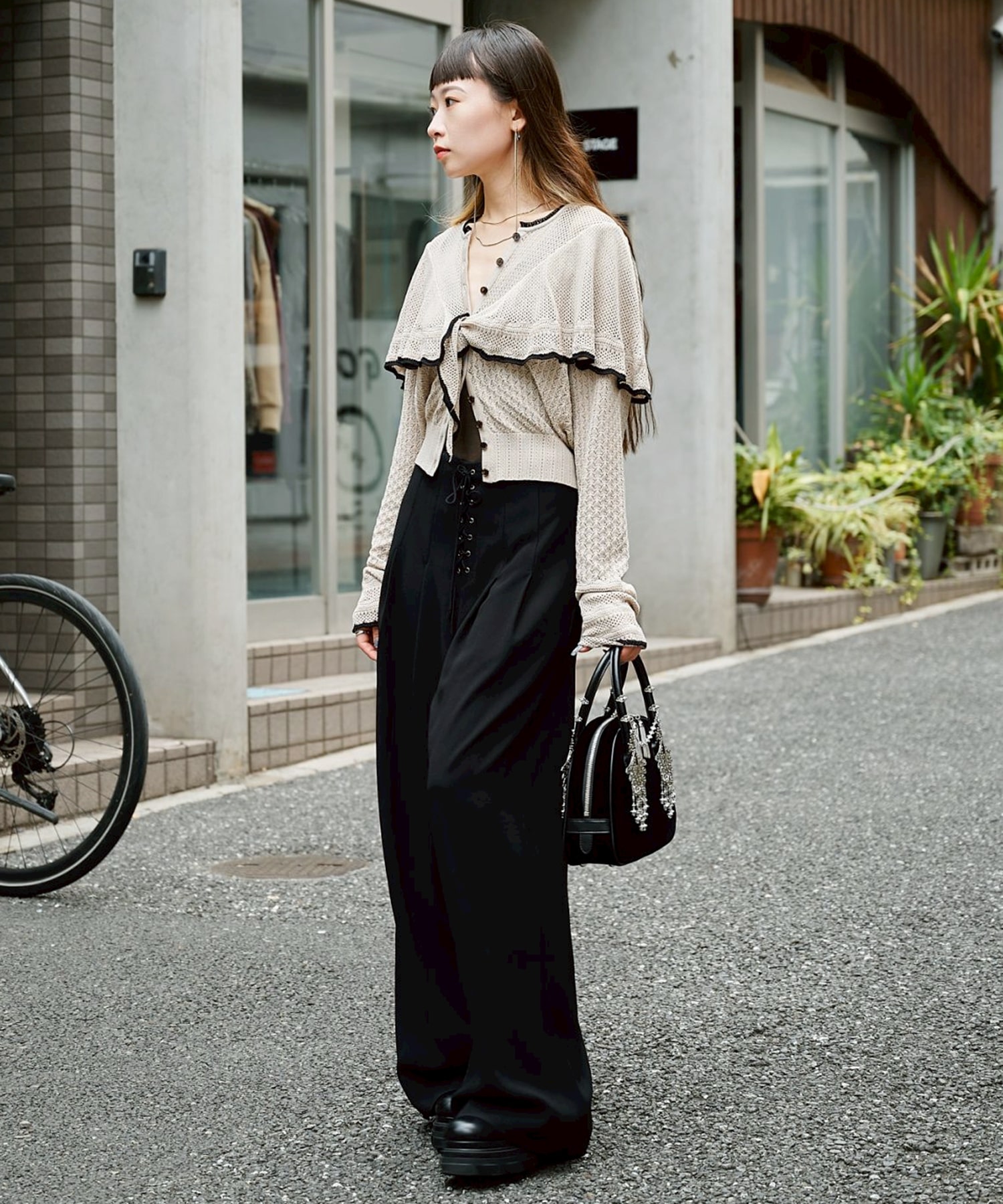 Lace-knit cape cardigan FETICO