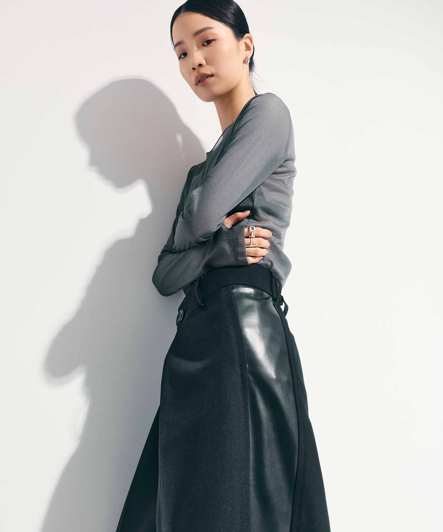 Side Leather Flare Trousers STUDIOUS