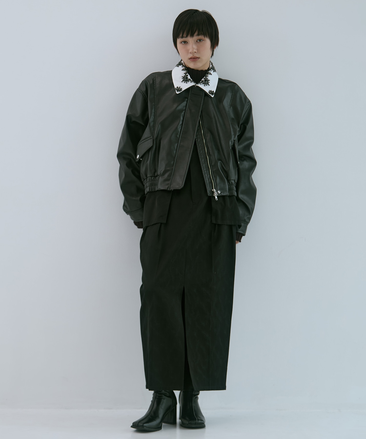 crystal bijou collar 2WAY blouson tanakadaisuke