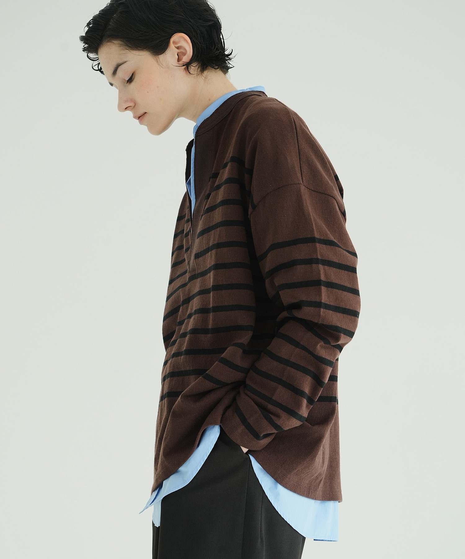 WIDE HENRY NECK BORDER TOPS CLANE