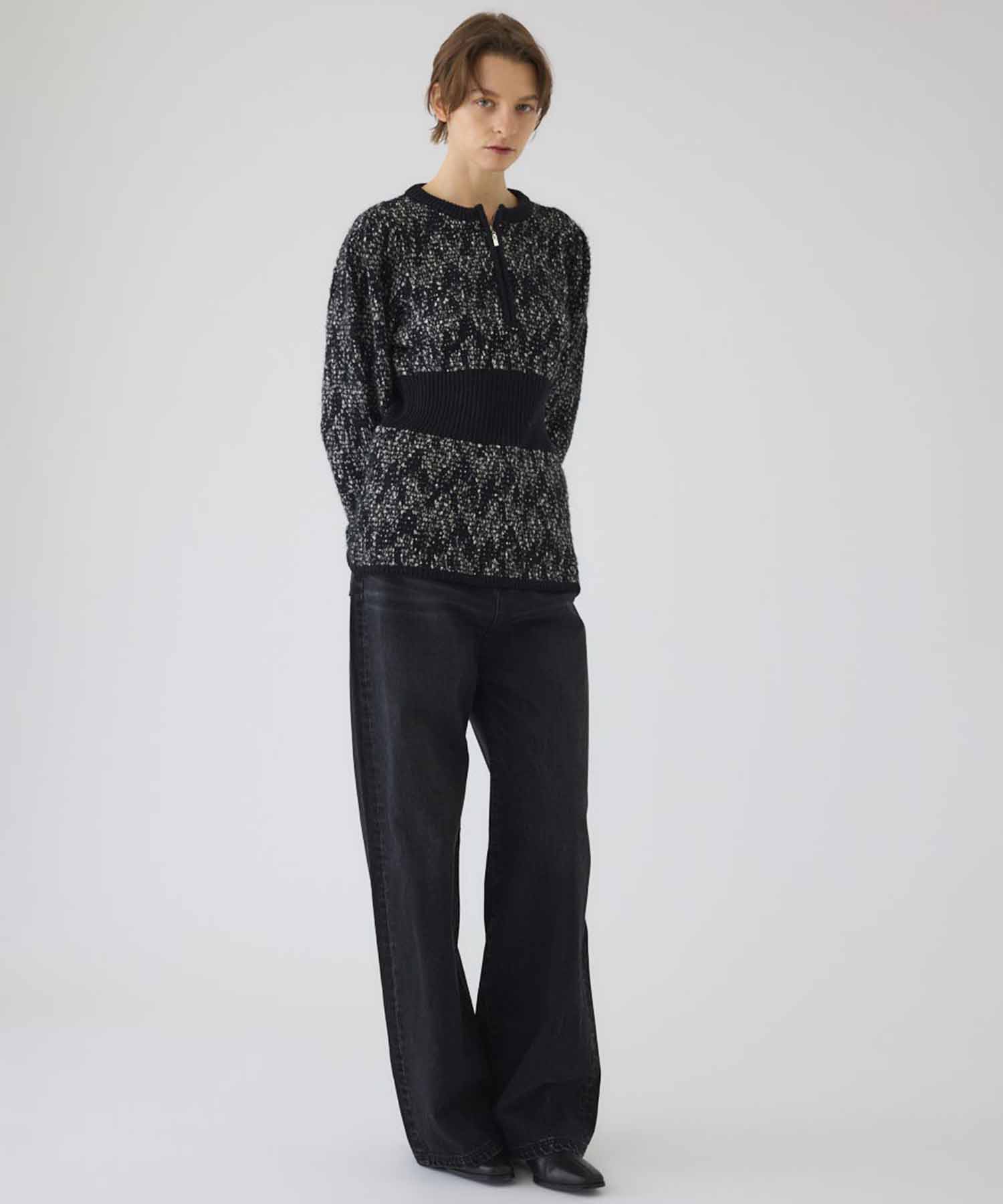 Waist switching knit tops RIM.ARK