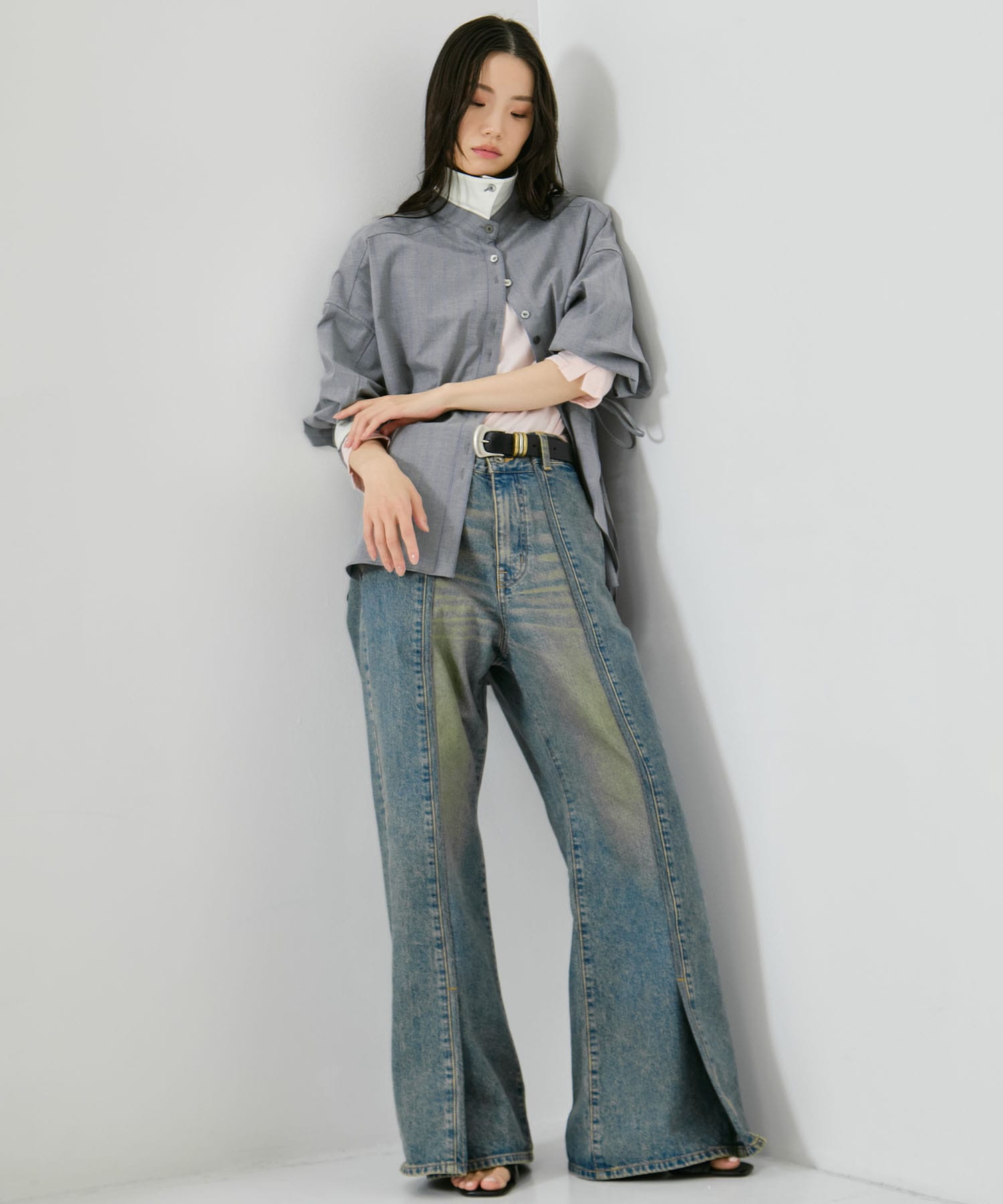 Wide Stripe 2way Shirt STUDIOUS