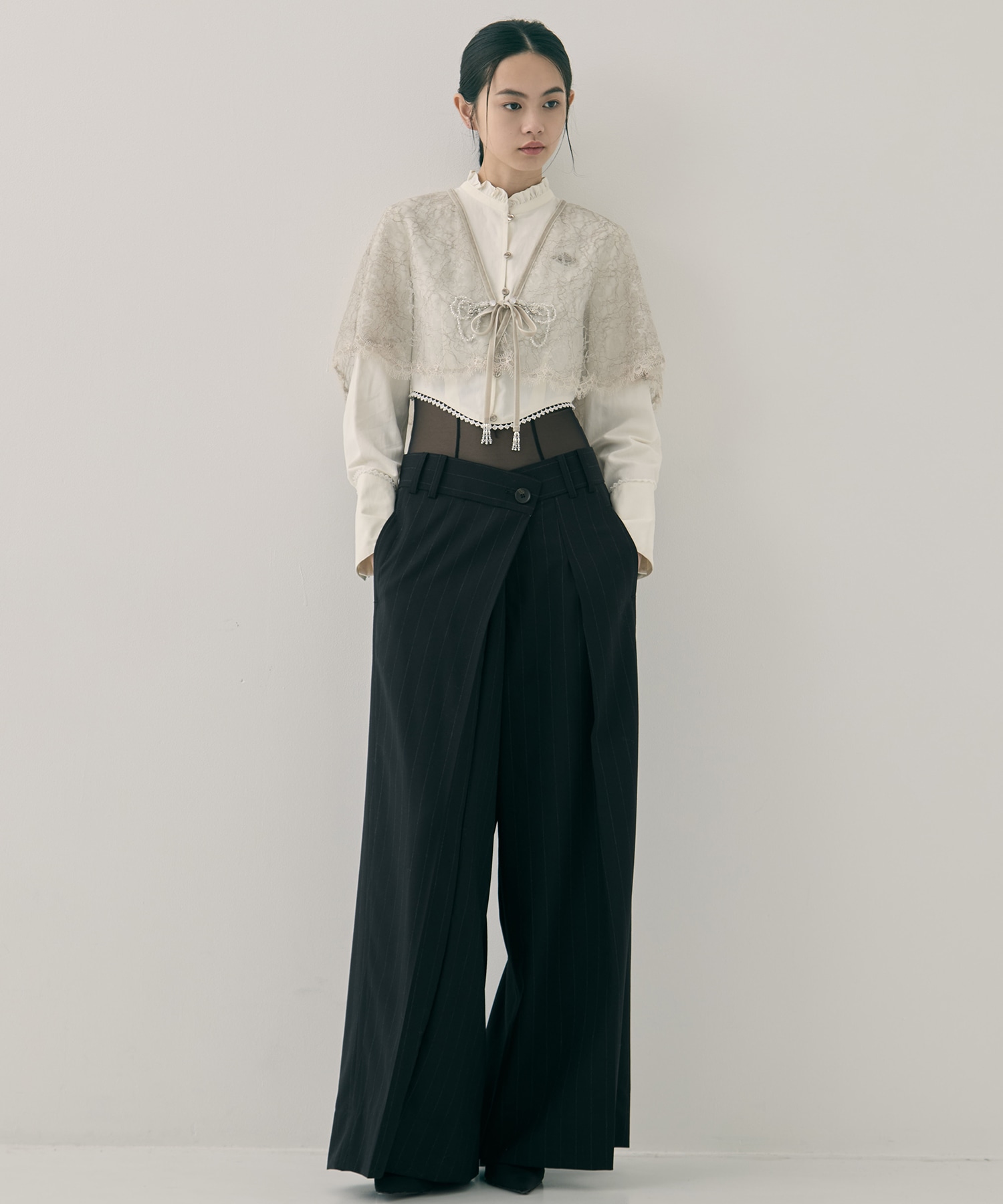 back curtain cropped blouse tanakadaisuke