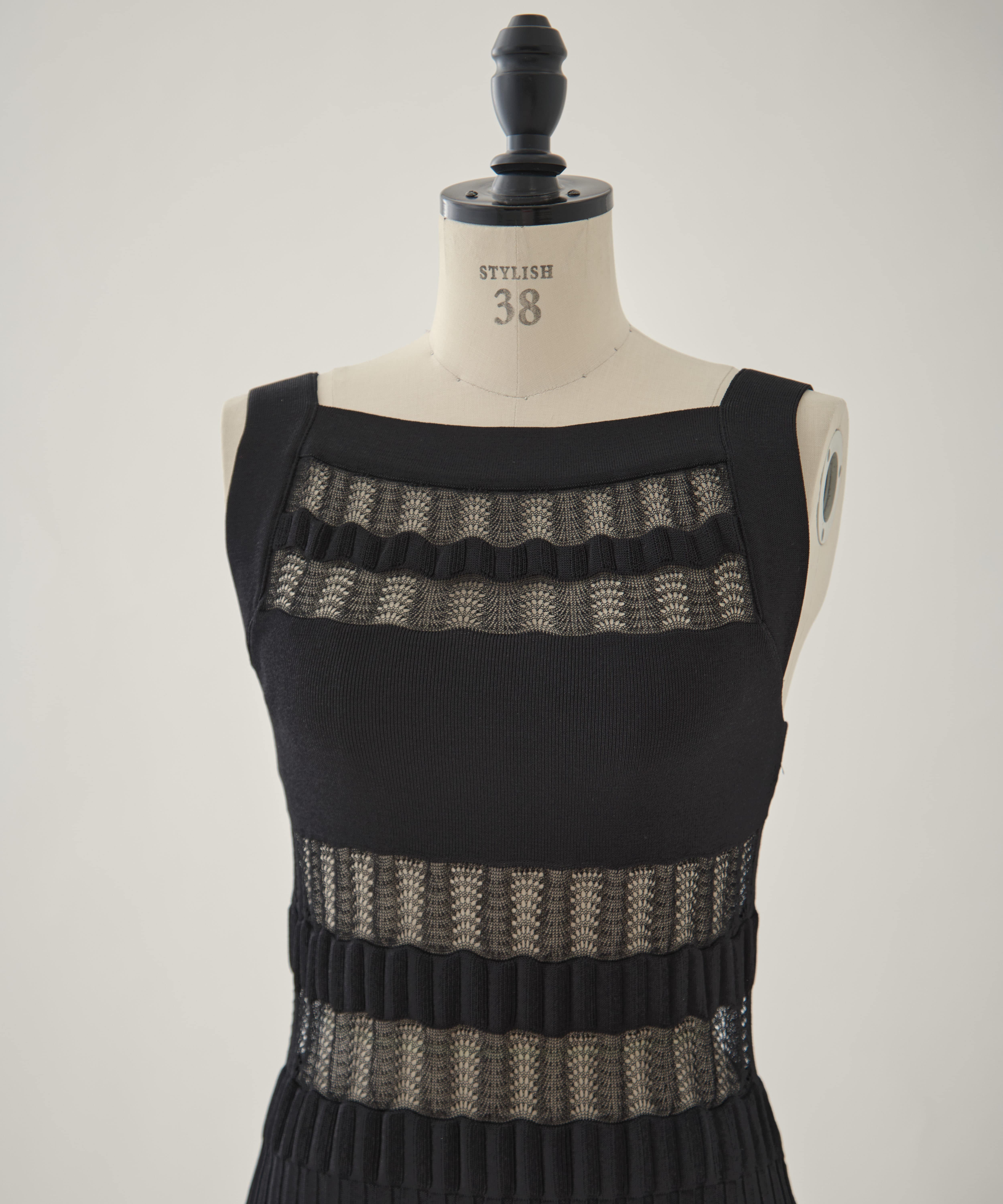 SHEER STRIPE KNIT LONG DRESS FETICO