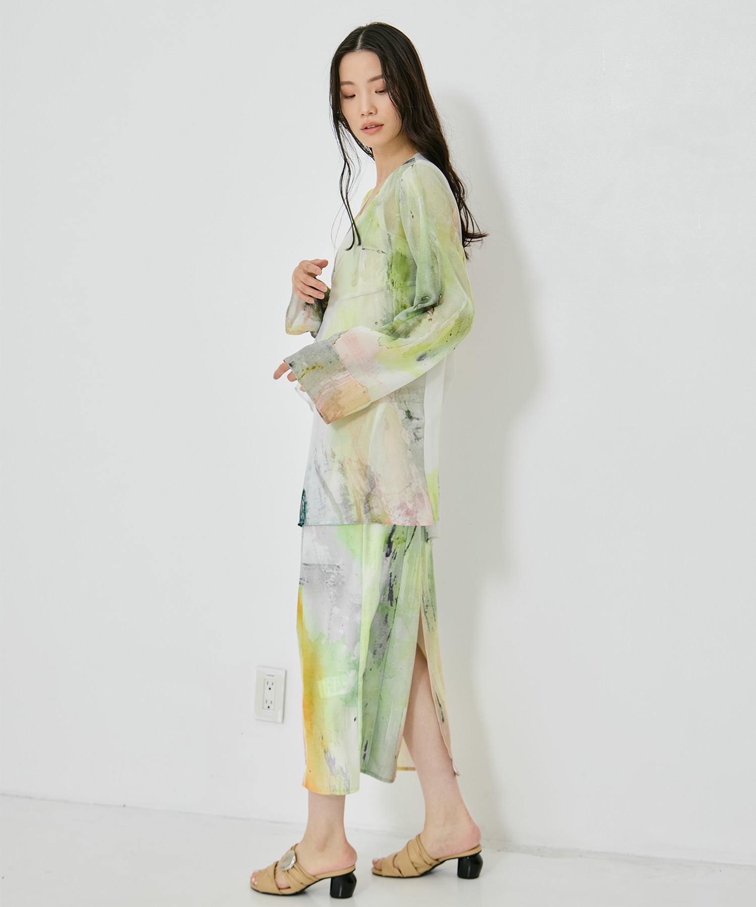 PAINTED TEXTURE ART LAYERED DRESS AMERI