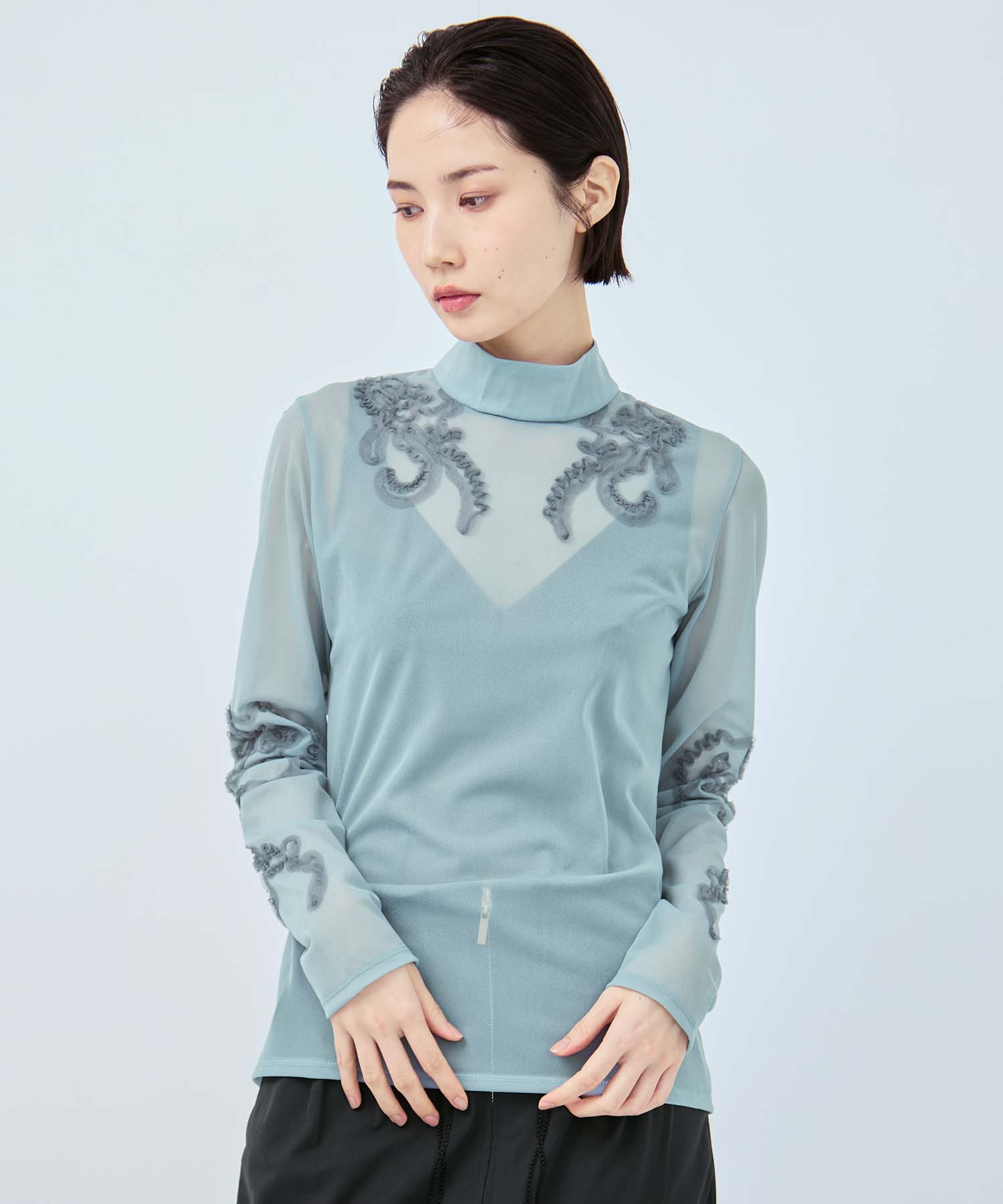 別注Moon road embroidered sheer top MURRAL
