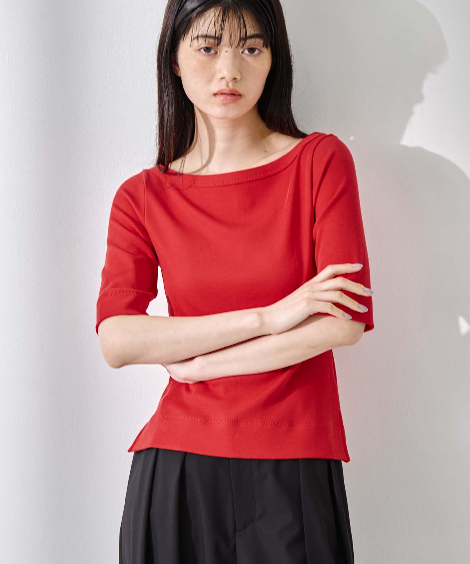 Luxury Cotton Boat Neck Tee STUDIOUS