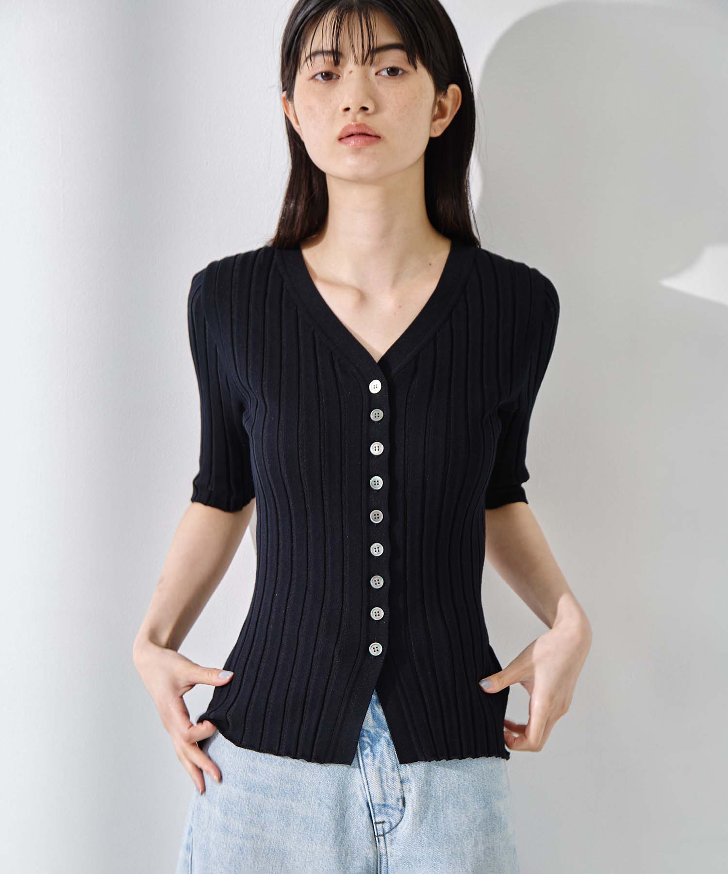 Silk Viscose Wide Rib Cardigan STUDIOUS