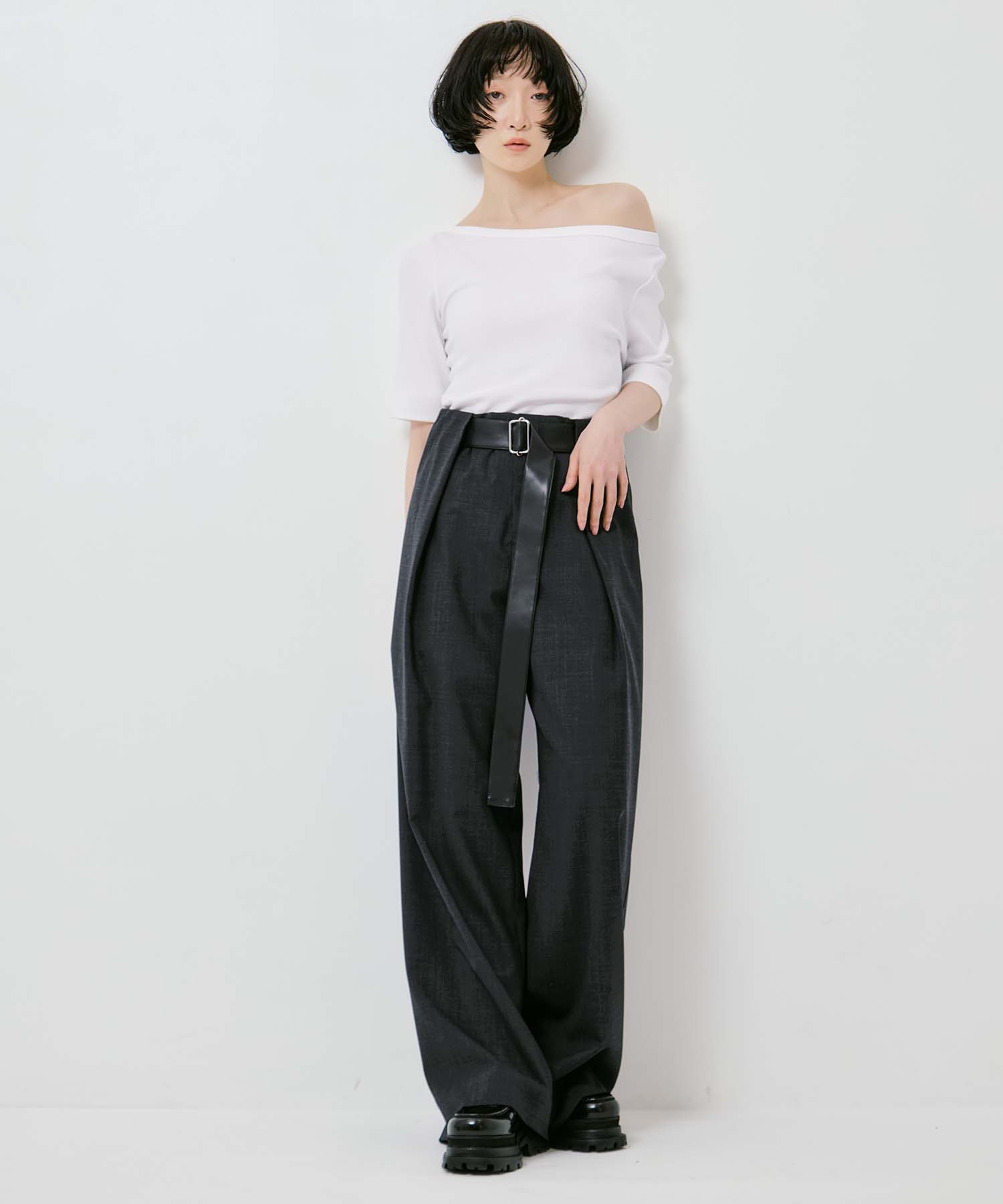 Summer Wool Belted Trousers STUDIOUS