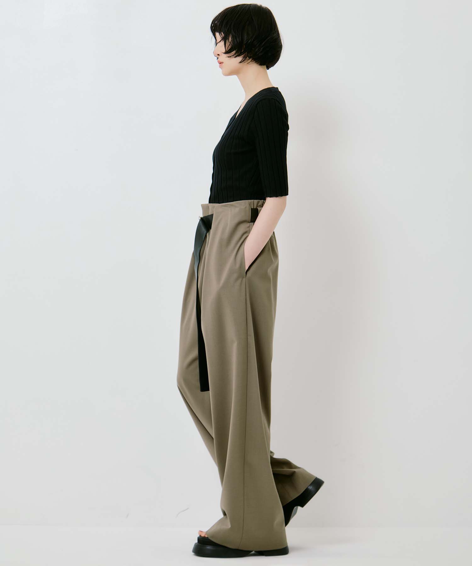 Summer Wool Belted Trousers STUDIOUS