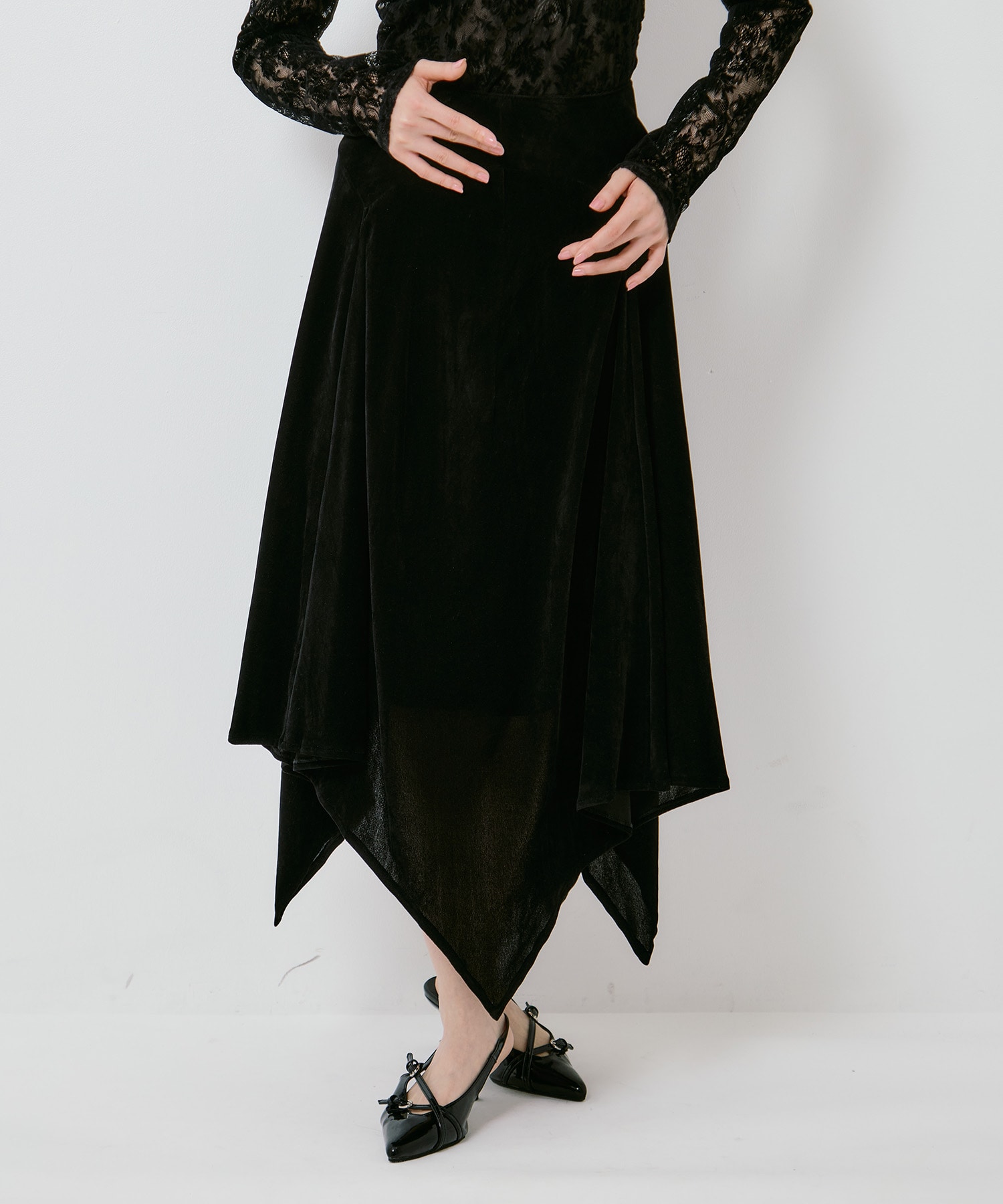 VELVET TULLE GATHERED SKIRT FETICO