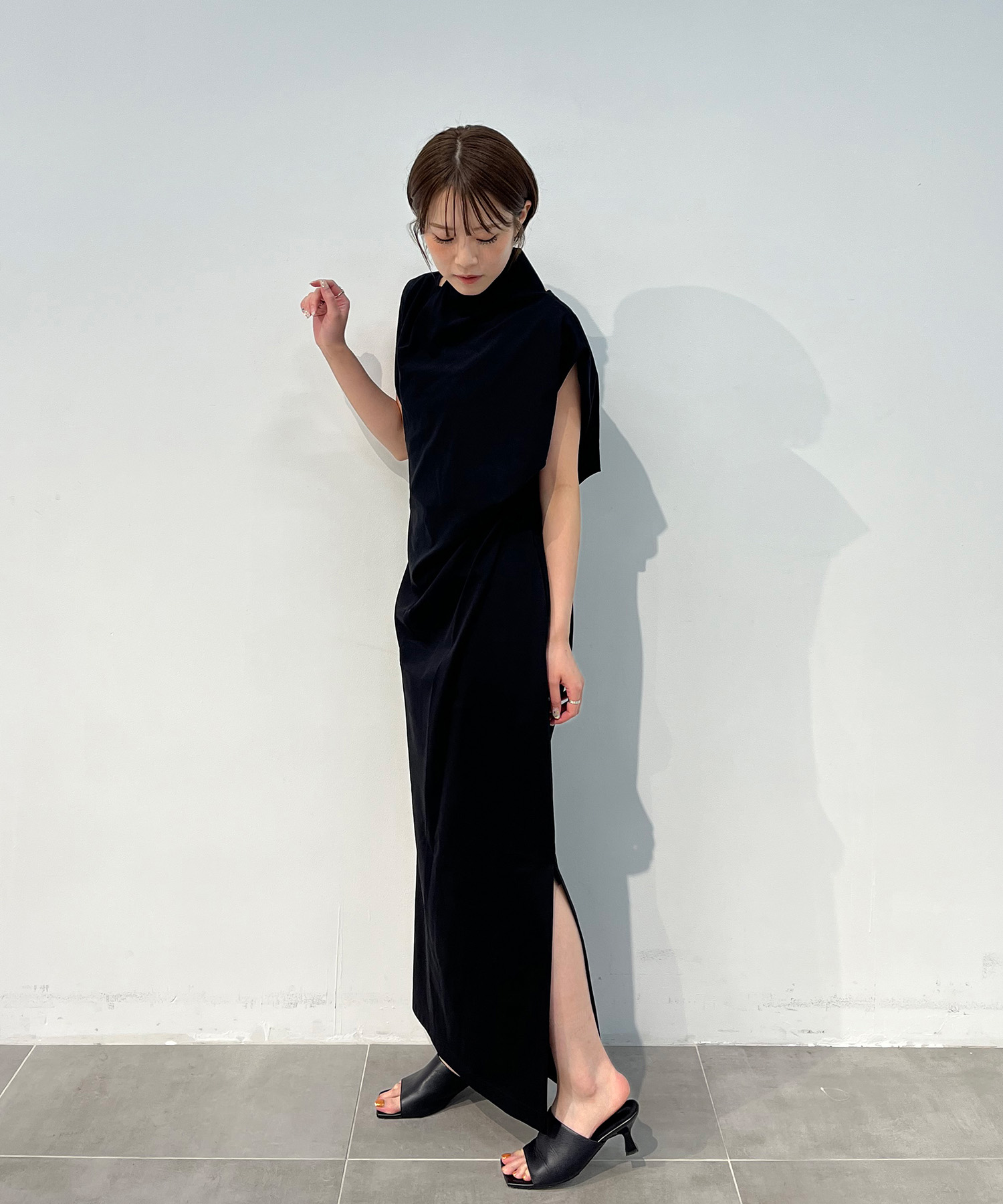 Cotton Jersey Asymmetric Dress Mame Kurogouchi