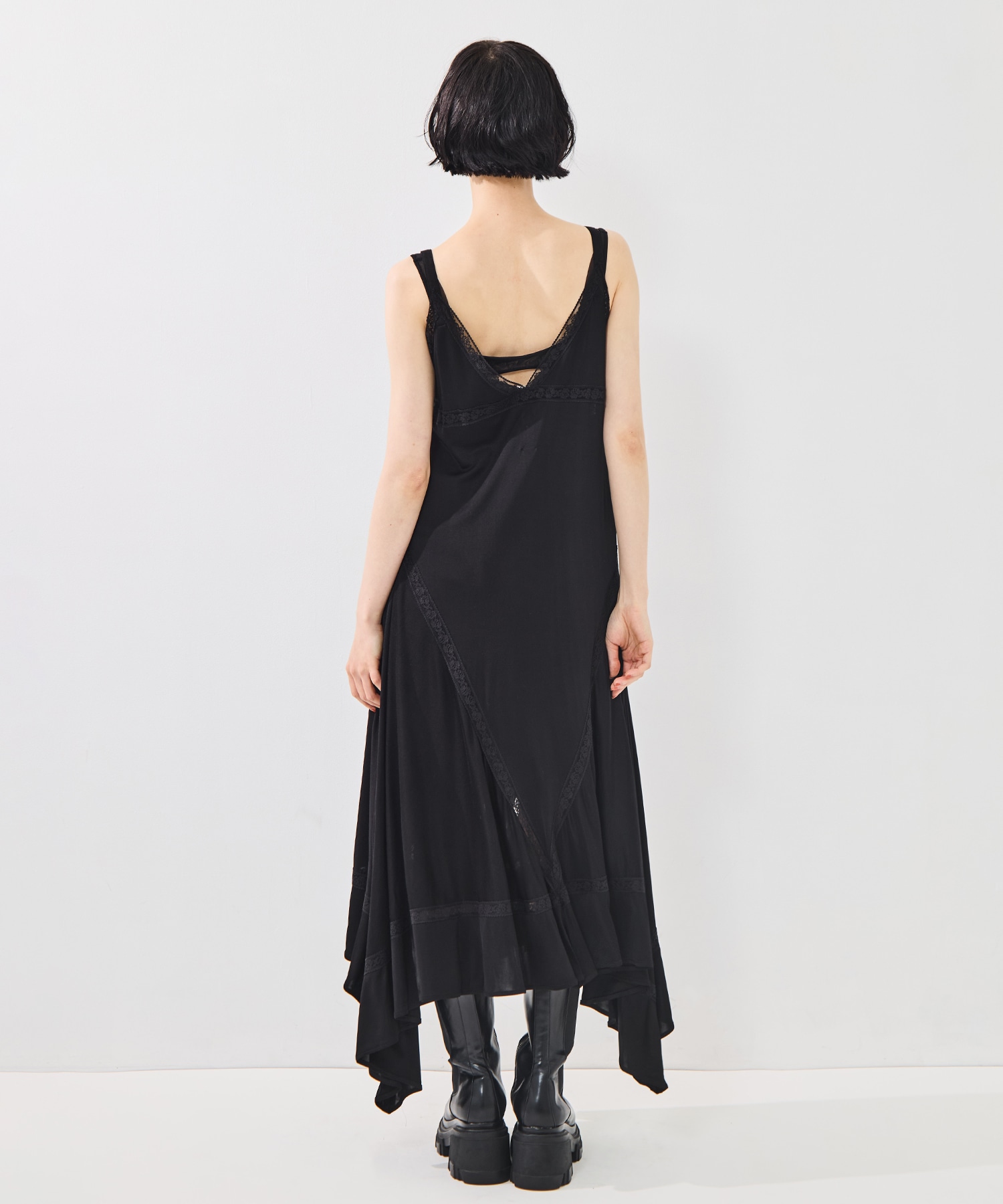 SATIN JERSEY LACE-TRIM SLIP DRESS FETICO